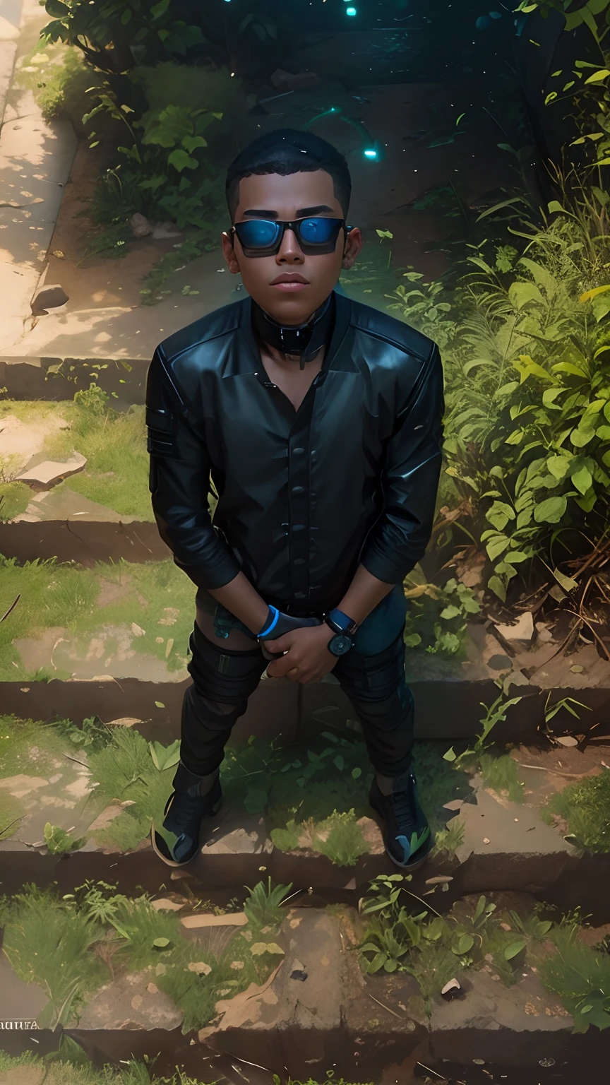 change background cyberpunk shade human boy, realistic face, 8k, ultra realistic,