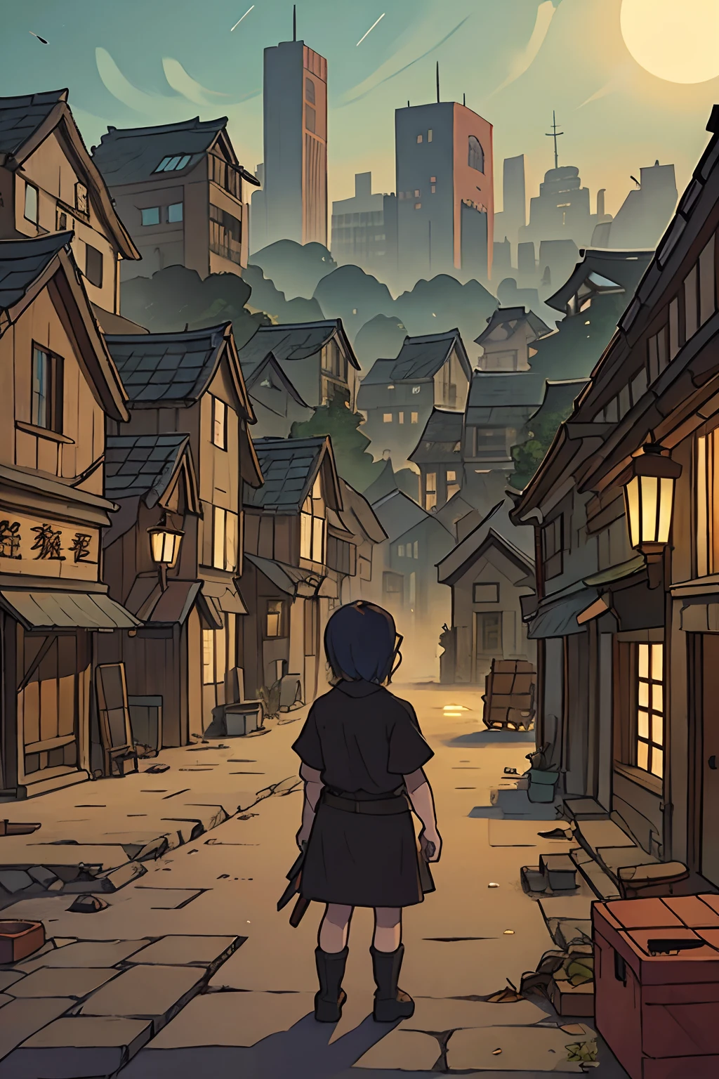 Desolate city、Angry Villagers、Very angry face