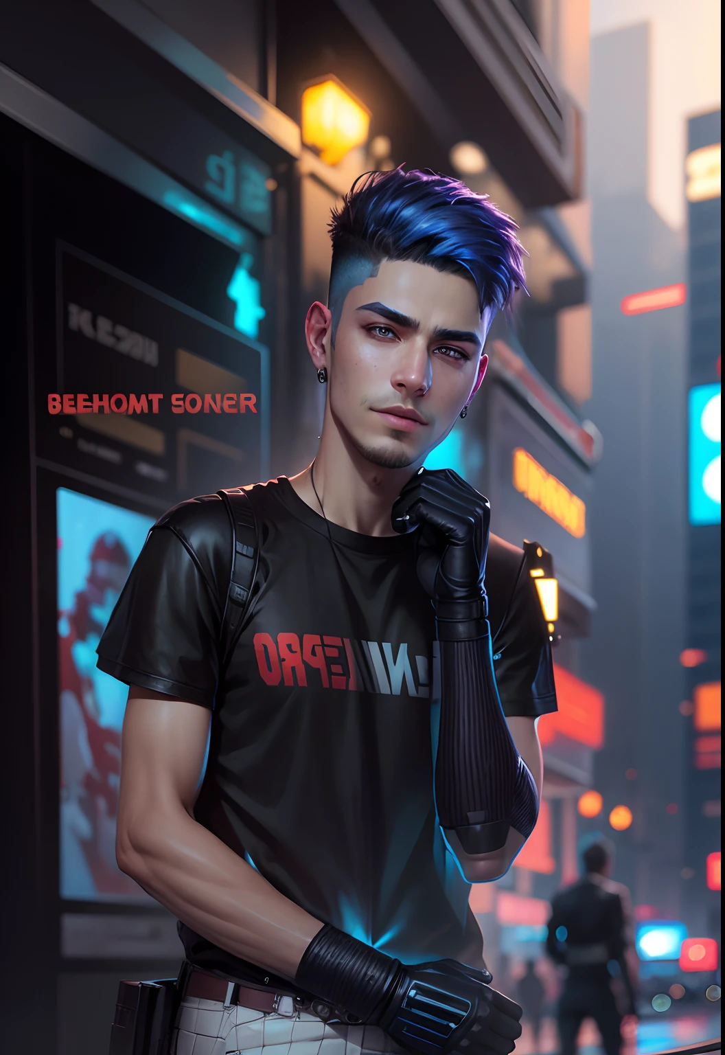 Change background cyberpunk handsome  boy, realistic face, 4k, ultra realistic,realistic face,real face smooth