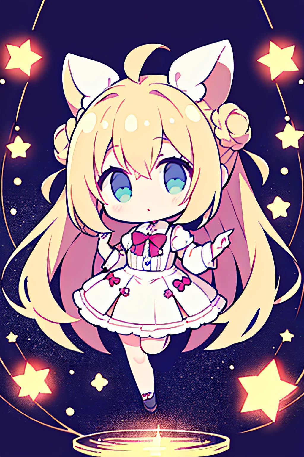 Half Twin Light Colored Hair Cute Girl Floating Bun