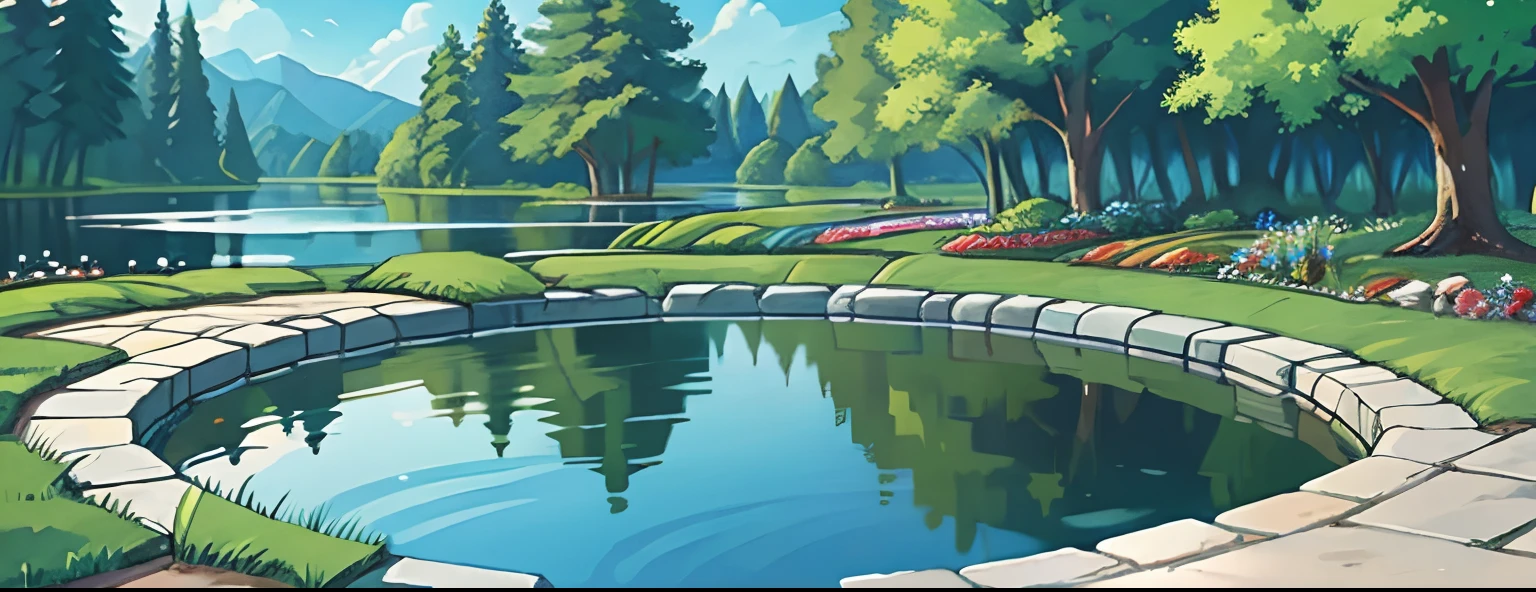 fish pond,Faraway view,Natural scenery,Skysky