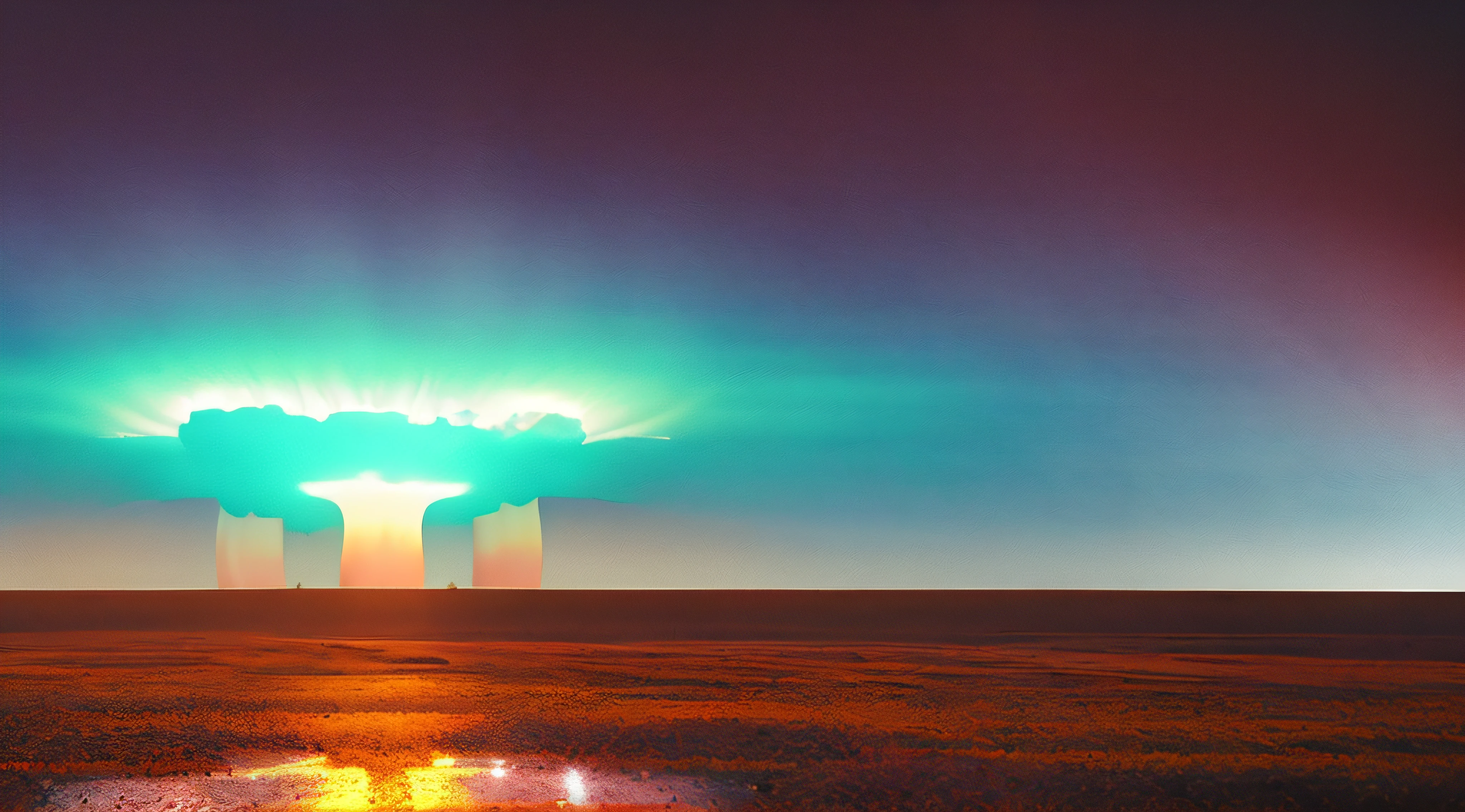 Nuclear explosion day or night. Stormy sky, shock wave against the background of a nuclear fungus in the process of releasing thermal and radiant energy as a result of an uncontrolled nuclear fission