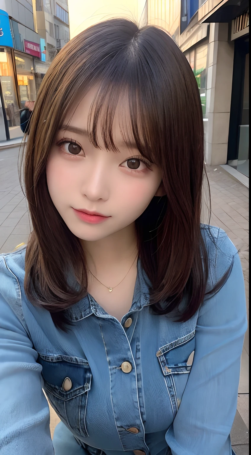 table top, highest quality, figure, super detailed, finely, High resolution, 8k wallpaper, 完璧なダイナミックな構figure, detailed and beautiful eyes, Trendy women&#39;s fashion winter clothes, bun hair, small breasts natural color lip, sexy pose, smile, Date at the amusement park, ride a roller coaster, 20 year old girl, cute, looking at camera