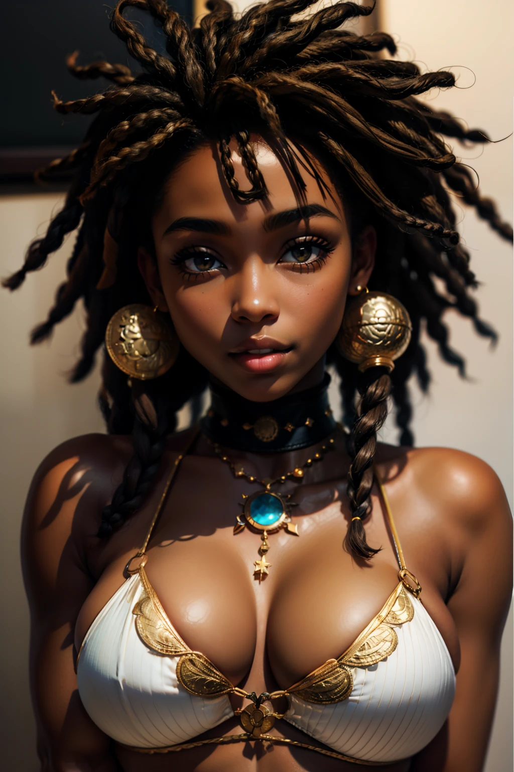 (masterpiece, best quality), ebony 1girl, beautiful face, Kimberly_jackson, freely dreadlocks, confused, upper body,
