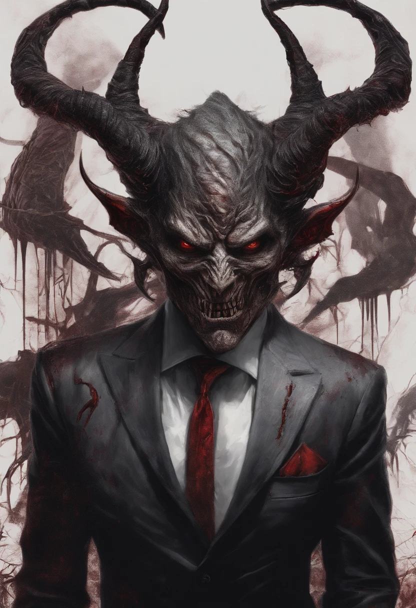 red skinned male fully horned demon wearing a suit inside of a jazz bar seductive, scary, powerful