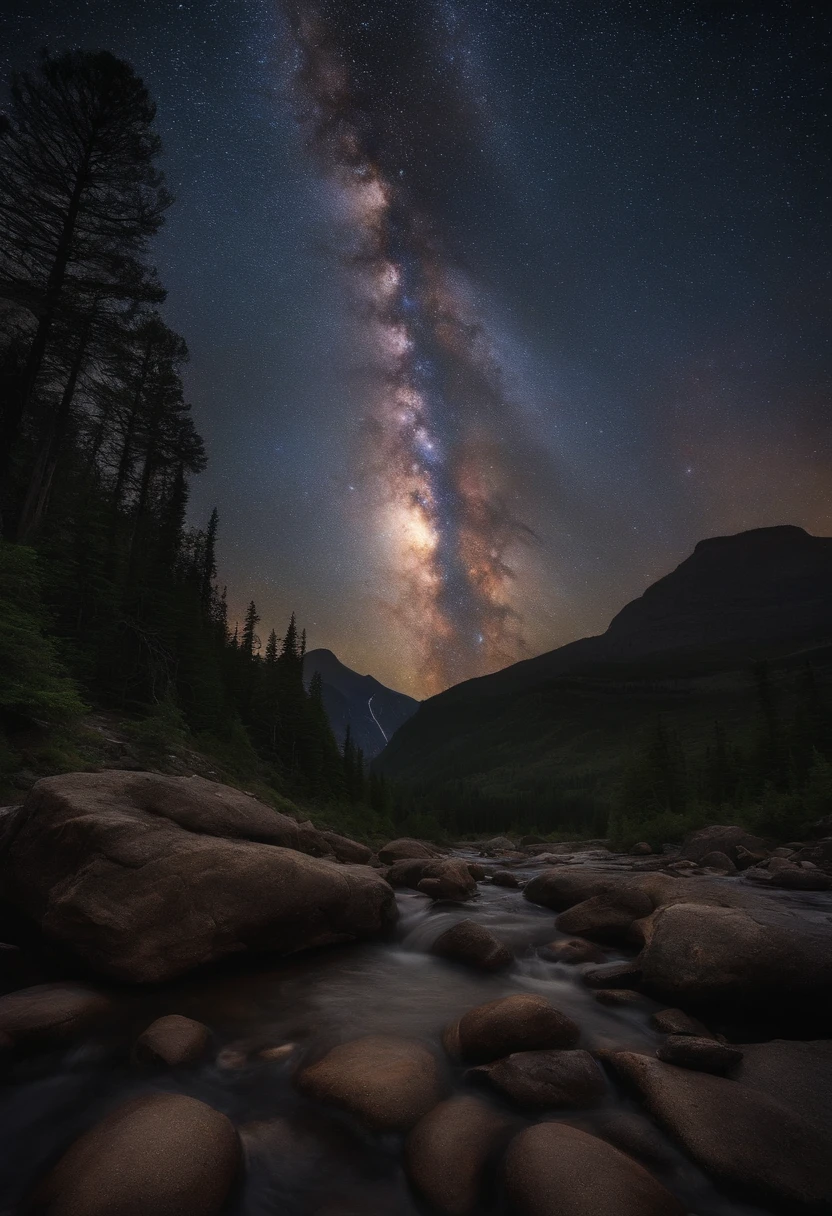 ,paysage, aurore boreal, le soir , couleur de l'aurore boreale : bleu et vert
