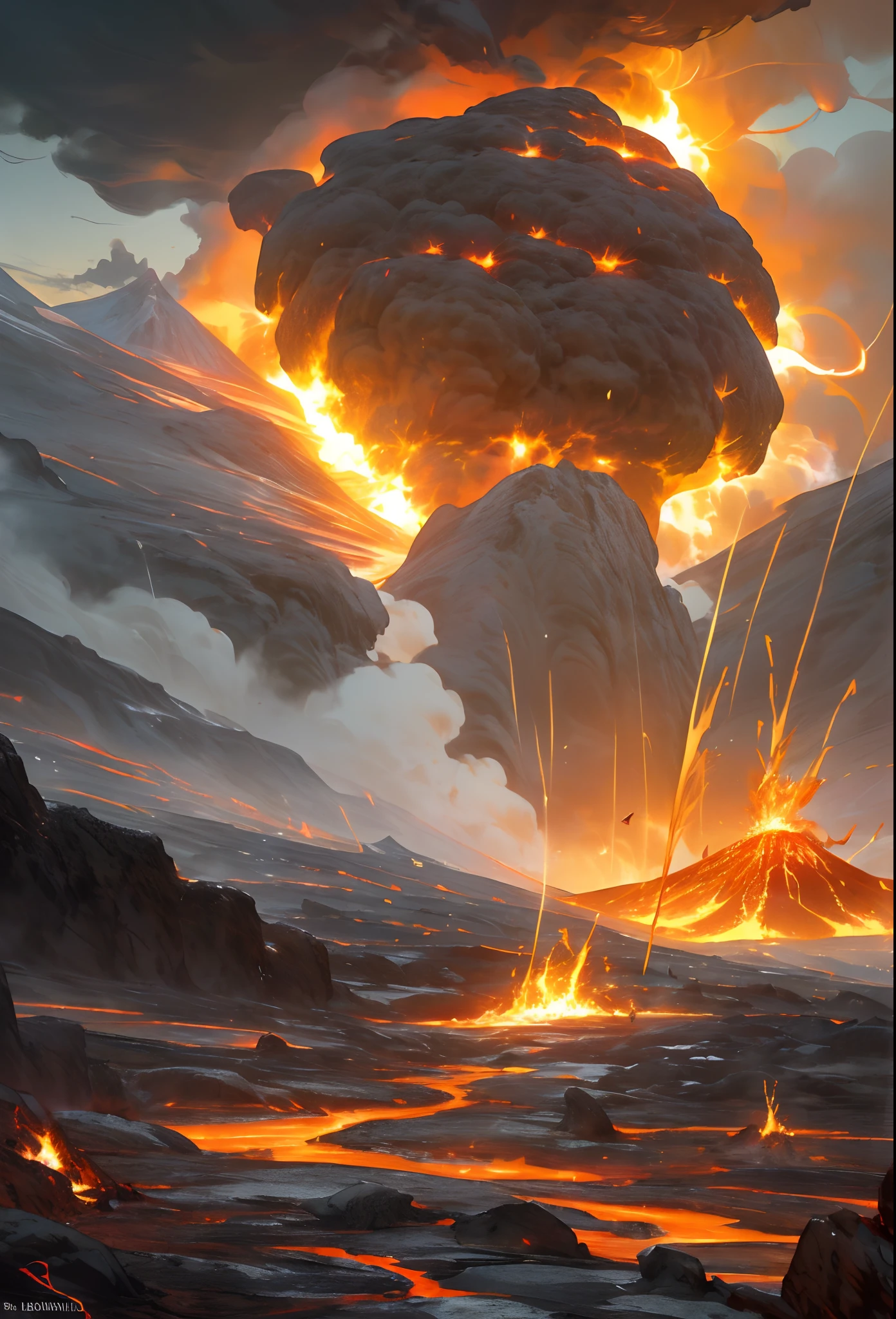 Maximalism, Cinematic lighting, hdr, 8K high definition, Undersea volcanic eruption,Break through the water,