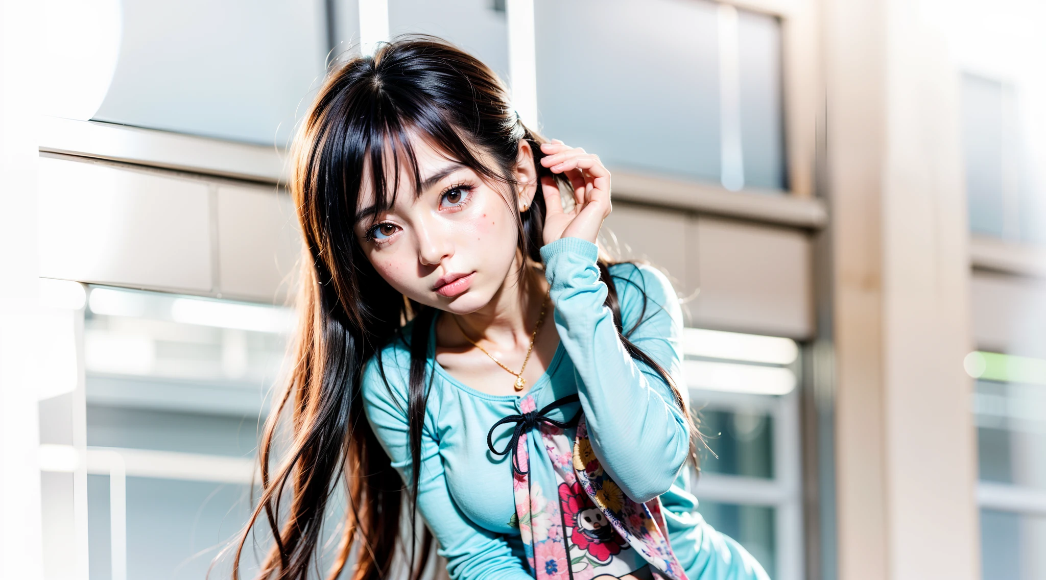 there is a woman with long hair posing for a picture, anime girl in real life, anime girl cosplay, pretty anime girl, beautiful anime girl, realistic young gravure idol, cute kawaii girl, photorealistic anime, girl cute-fine-face, cute anime girl, young anime girl, realistic young anime girl, attractive anime girl, realistic anime style at pixiv