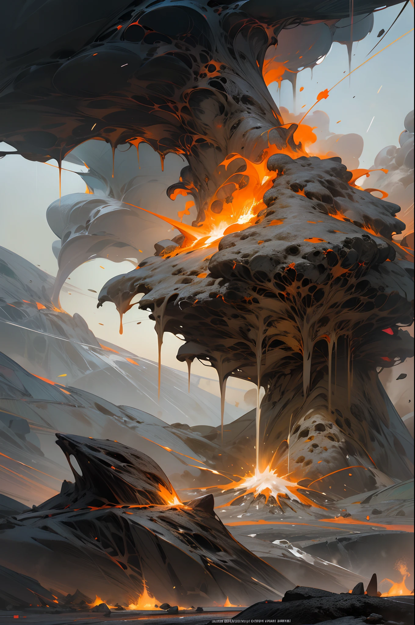 Oriental clouds, Oriental red flames, Buddhist paintings, oakmoss, natural printing, biomechanical spine