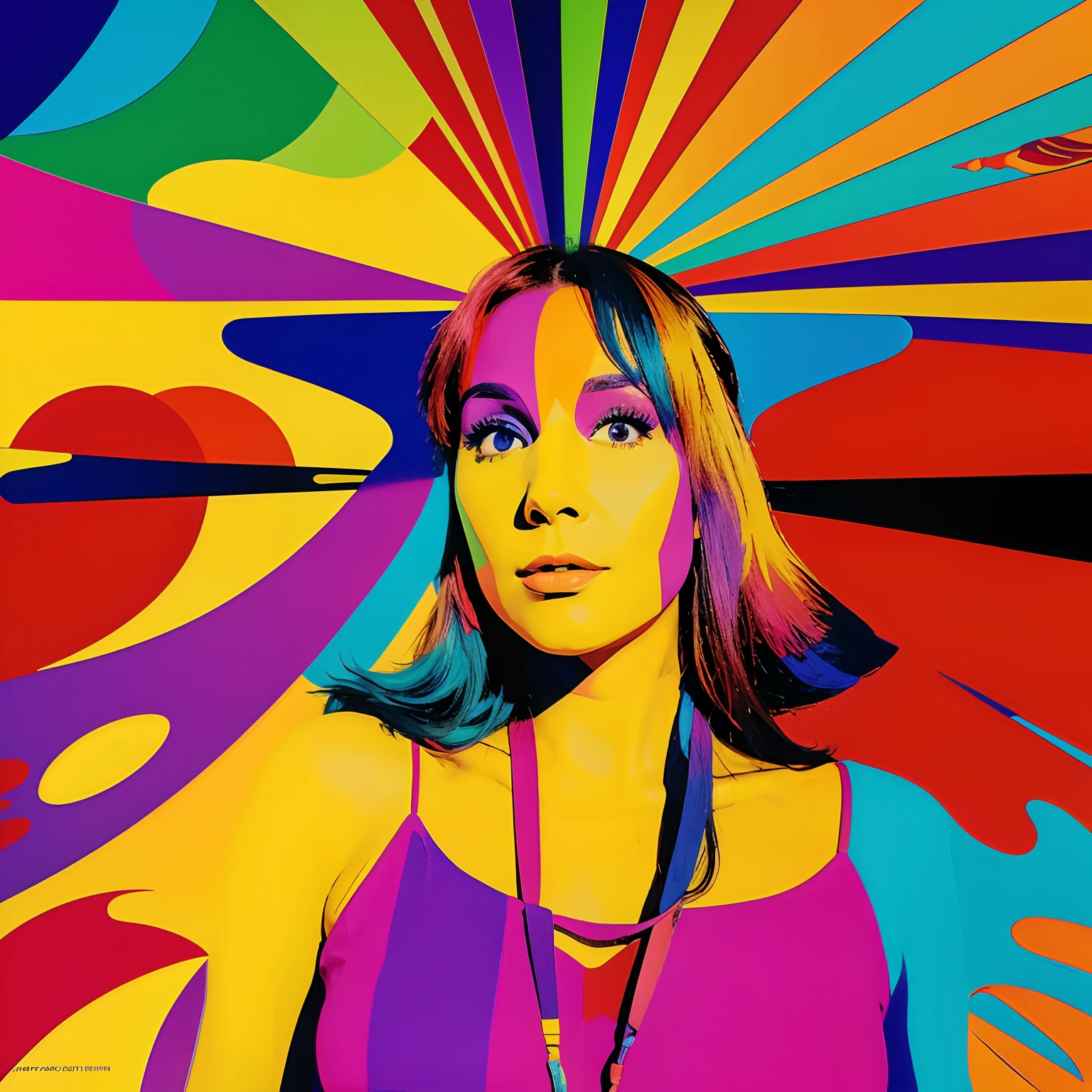 Far out, in the style of Peter Max