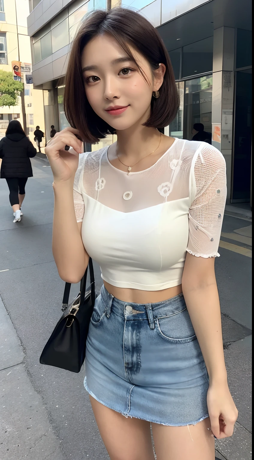 ((Realistic lighting, Best quality, 8K, Masterpiece: 1.3)), Clear focus: 1.2, 2girl, Perfect Figure: 1.4, Slim Abs: 1.1, (Dutch Braid Hairstyle)), (polka dot shirt crop top and tight jean: 1.4), , , Super fine face, Fine eyes, Double eyelids, woman sittingposing for the camera in a sunny modern living room a portrait inspired by Gina Pellón, instagram, tachisme, violet myers, lorena avarez, olivia culpo, alanis guillen, looks like laura barriales, portrait sophie mudd, tanned ameera al taweel, beautiful mexican woman