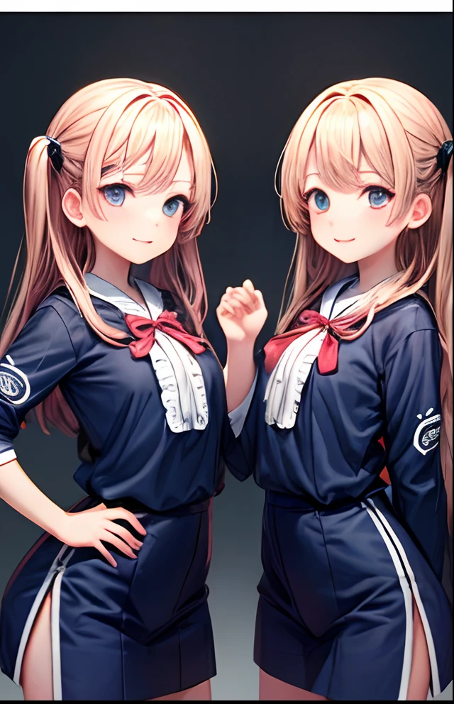 girl with、twinsies、2guys、No background、without background、Background through、Two knots、Twin-tailed、校服、kawaii