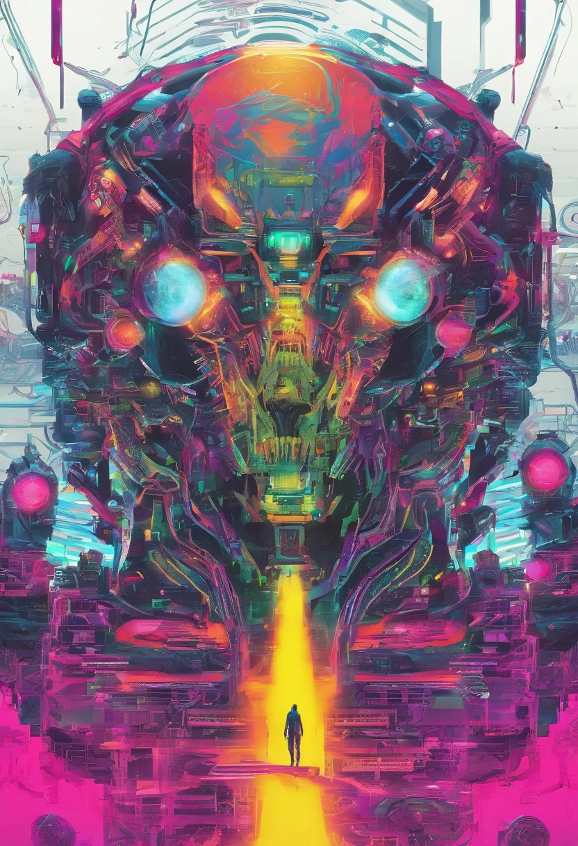 zombie cyborg neon vibrant horror