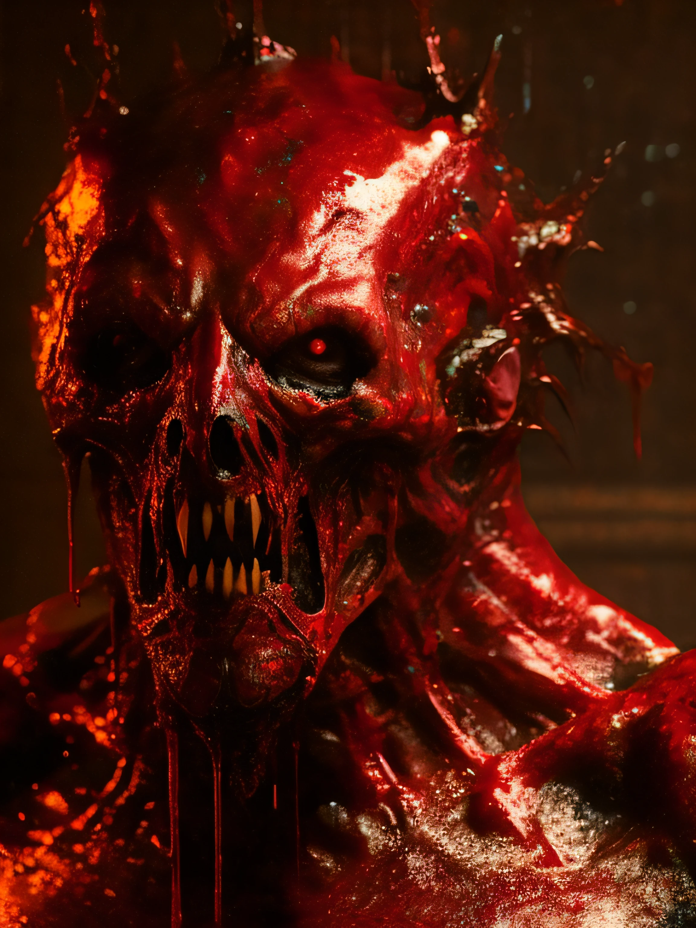 satanic monster, sub surface scattering, shiny wet skin, bleeding eyes