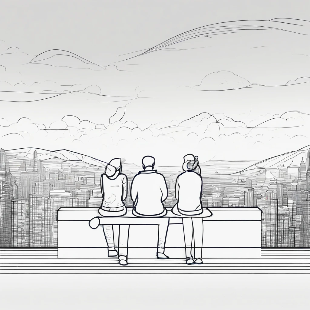 Rear view of a man and a woman sitting on the roof