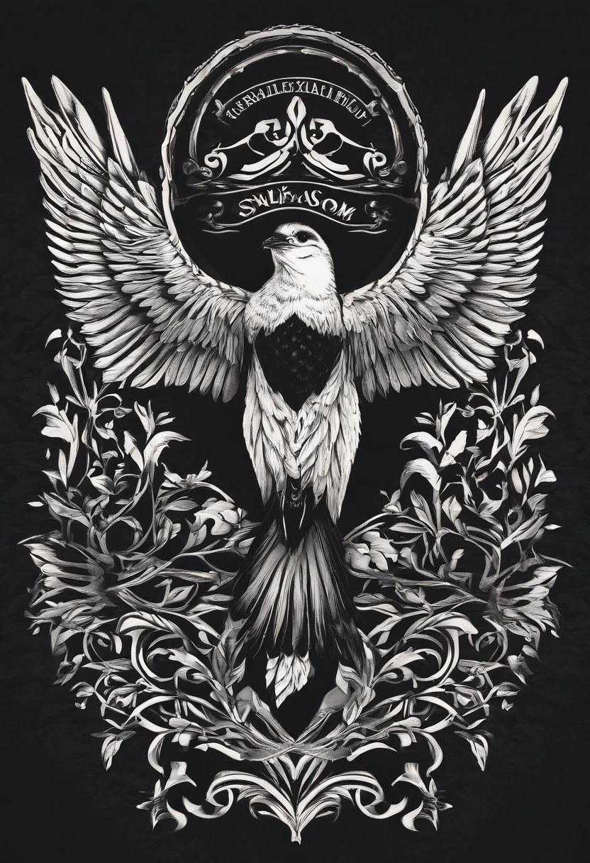 Men's clothing brand logo、The tattoo、tribal、swallow、Swallow、take off、Emblem of men's clothing brand of excellent quality、Spectacular designer、Detailed, modern and superior quality Full HD 9k、natural soft light