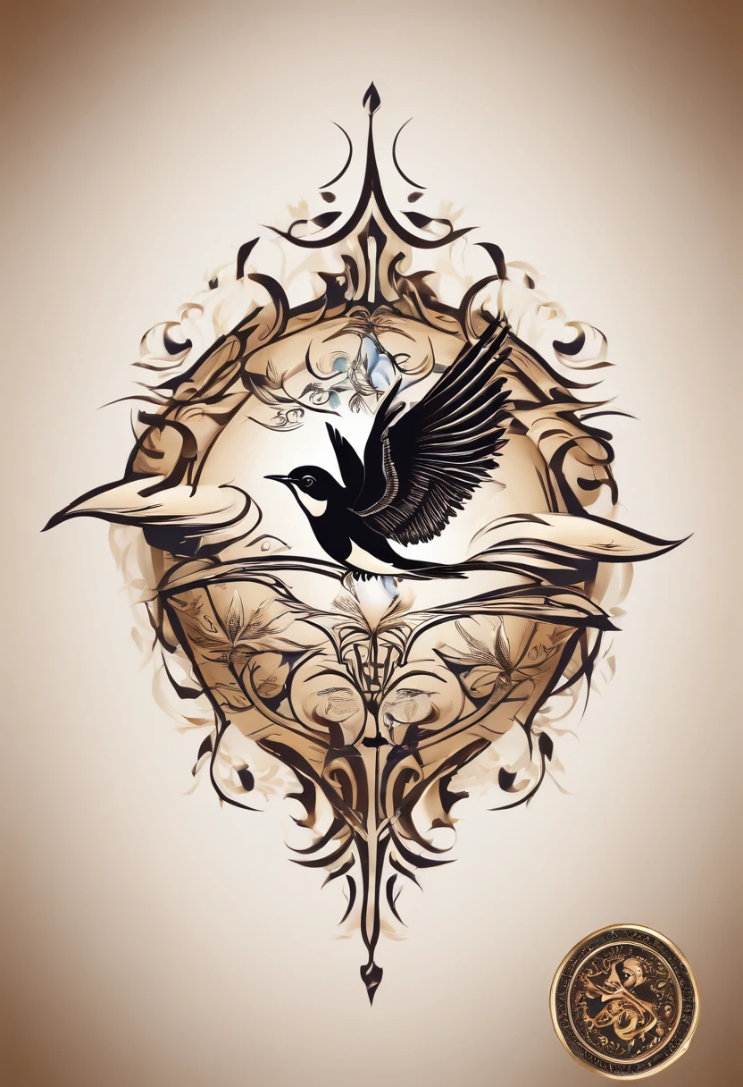 A logo、The tattoo、tribal、swallow、Swallow、take off、Emblem of、Spectacular designer、Detailed, modern and excellent quality、natural soft light