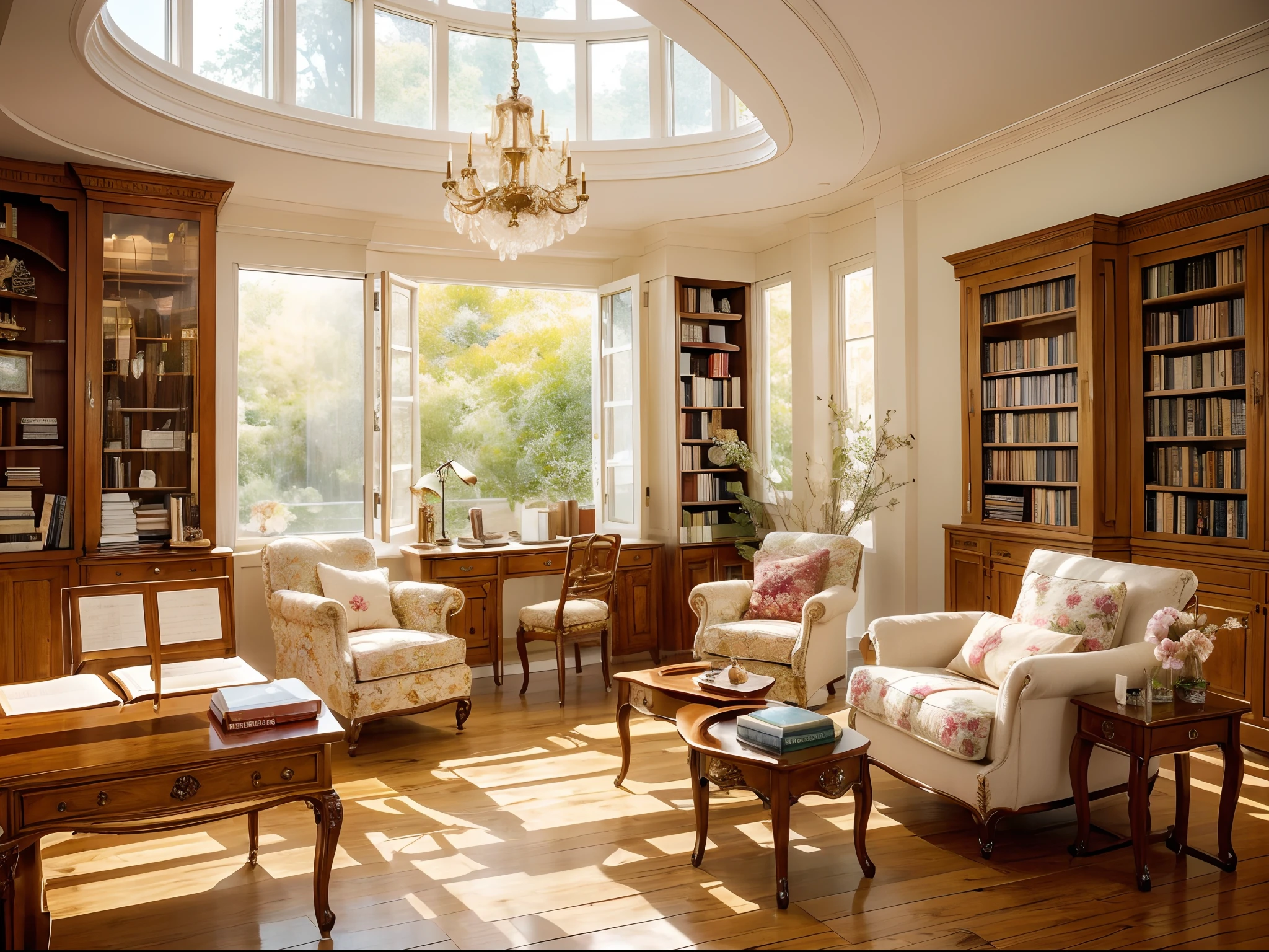 In a room filled with the fragrance of books, an array of books adorns the shelves in an orderly manner. The shelves are embellished with exquisite floral patterns, showcasing the beauty of craftsmanship. Sunlight streaming in from the window illuminates the warm wooden floor, creating a serene and inviting ambiance. On the desk, a cup of aromatic tea sits alongside a set of delicate stationeries, exuding an atmosphere of tranquility and elegance. Seated in a comfortable chair, one can't help but close their eyes and immerse themselves in the joy and serenity of being surrounded by a sea of books. Every breath is intertwined with the scent of pages, evoking a sense of anticipation for the unfolding stories within this enchanting space.

Tags: books, bookish, fragrance, bookshelves, exquisite floral patterns, sunlight, wooden floor, serene, inviting ambiance, cup of tea, delicate stationeries, tranquility, elegance, comfortable chair, scent of pages, sea of books, joy, serenity, unfolding stories.