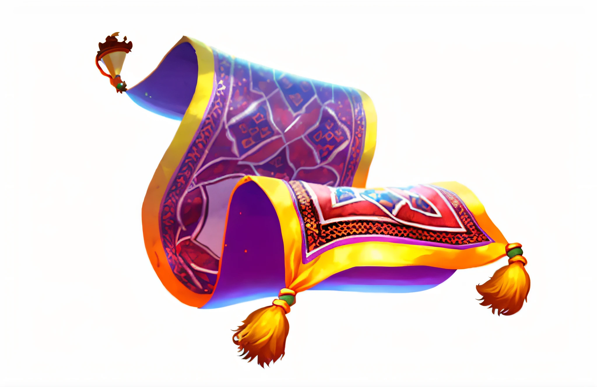 The carpet flew in the air，Aladdin's flying carpet，magic item，ultraclear，2D gameplay style