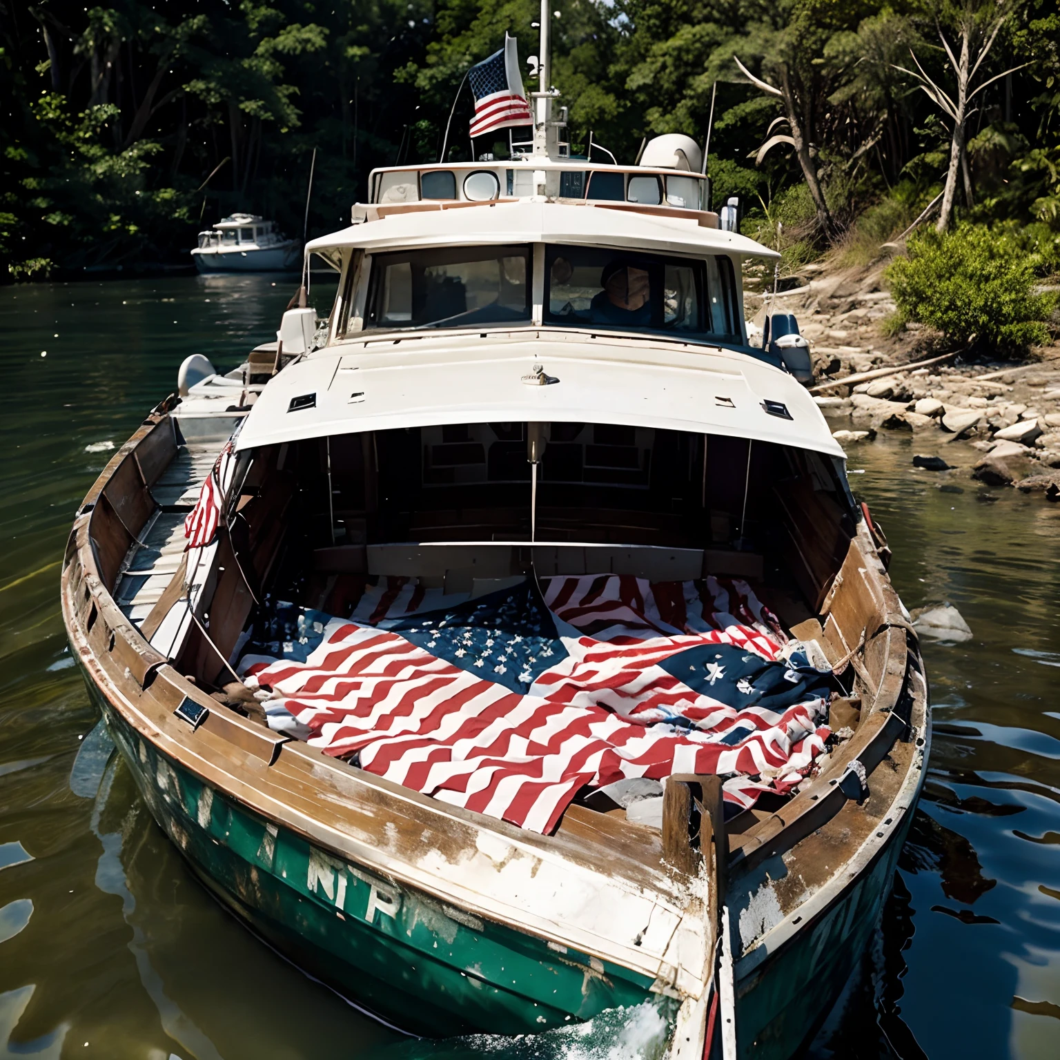 American flag 🇺🇸 on a junk boat 🛶, Forest Gump