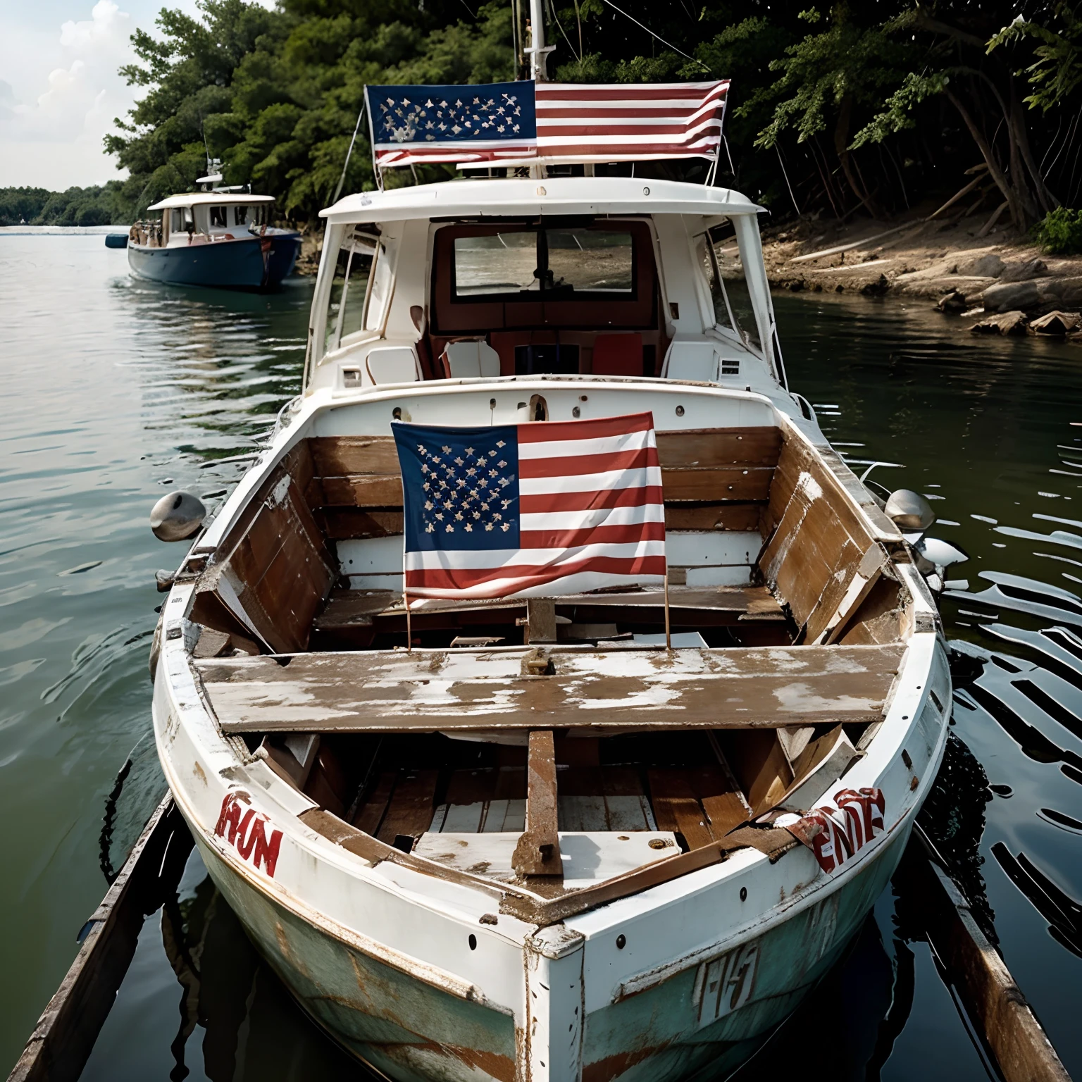 American flag 🇺🇸 on a junk boat 🛶, Forest Gump