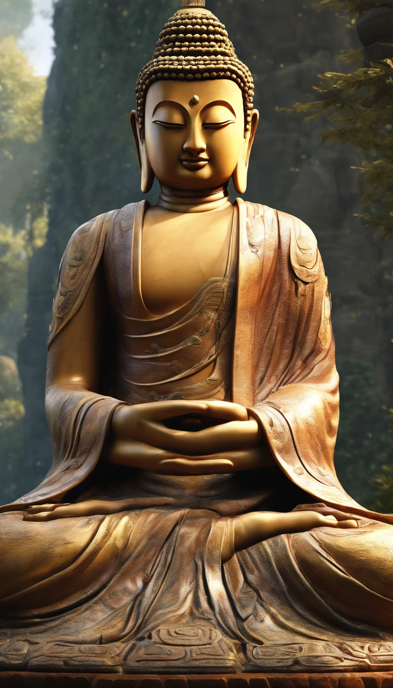 (Upper body of a giant tall Buddha statue:1.5,),(Buddhist temple background:1.2),,(真实感:1.4),(best qualtiy:1.0),(超高分辨率:1.0),8k,RAW photos,(tmasterpiece:0.2),ultra - detailed,(Pilgrims on the road:0.8),
