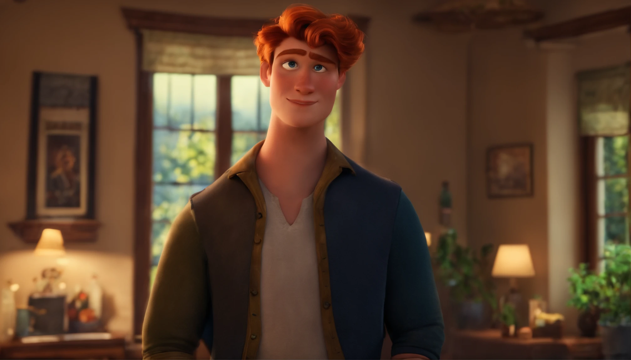 Handsome young man, basic, redhead, pixar