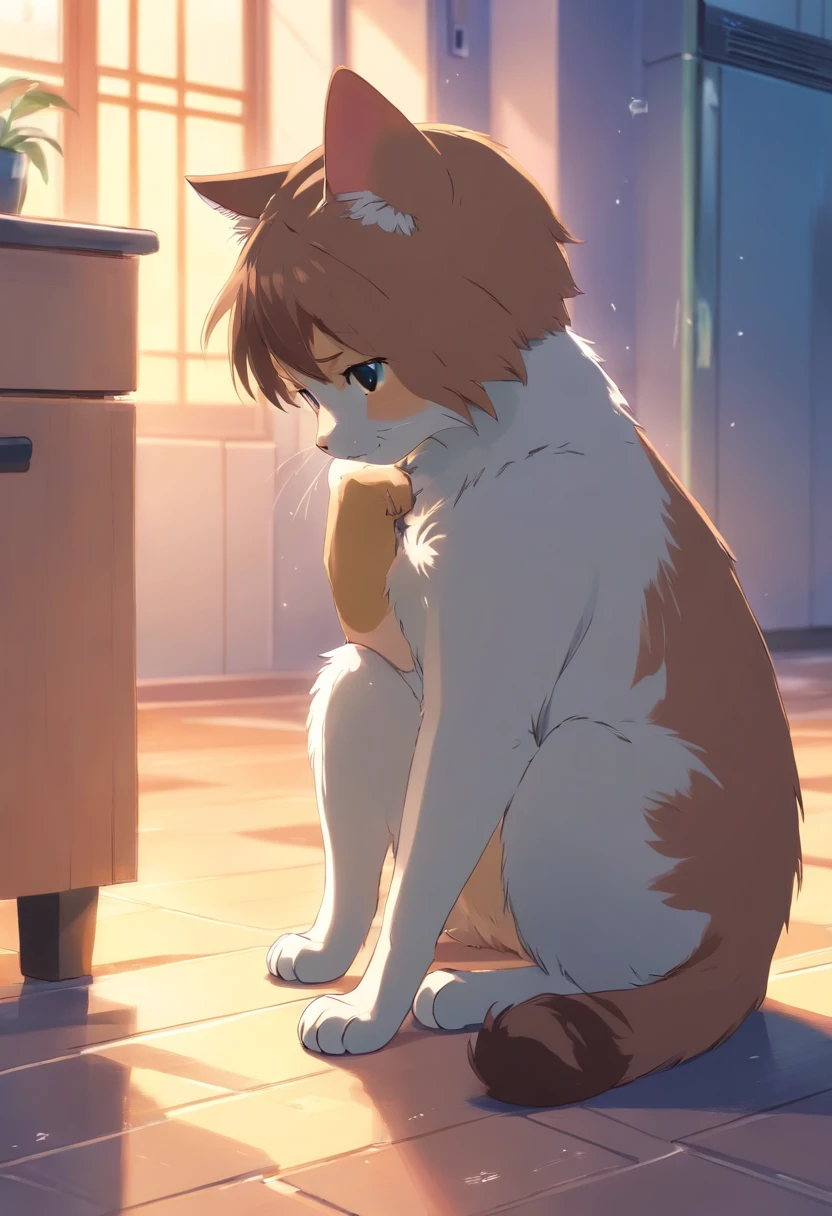 A kitten scratches its head