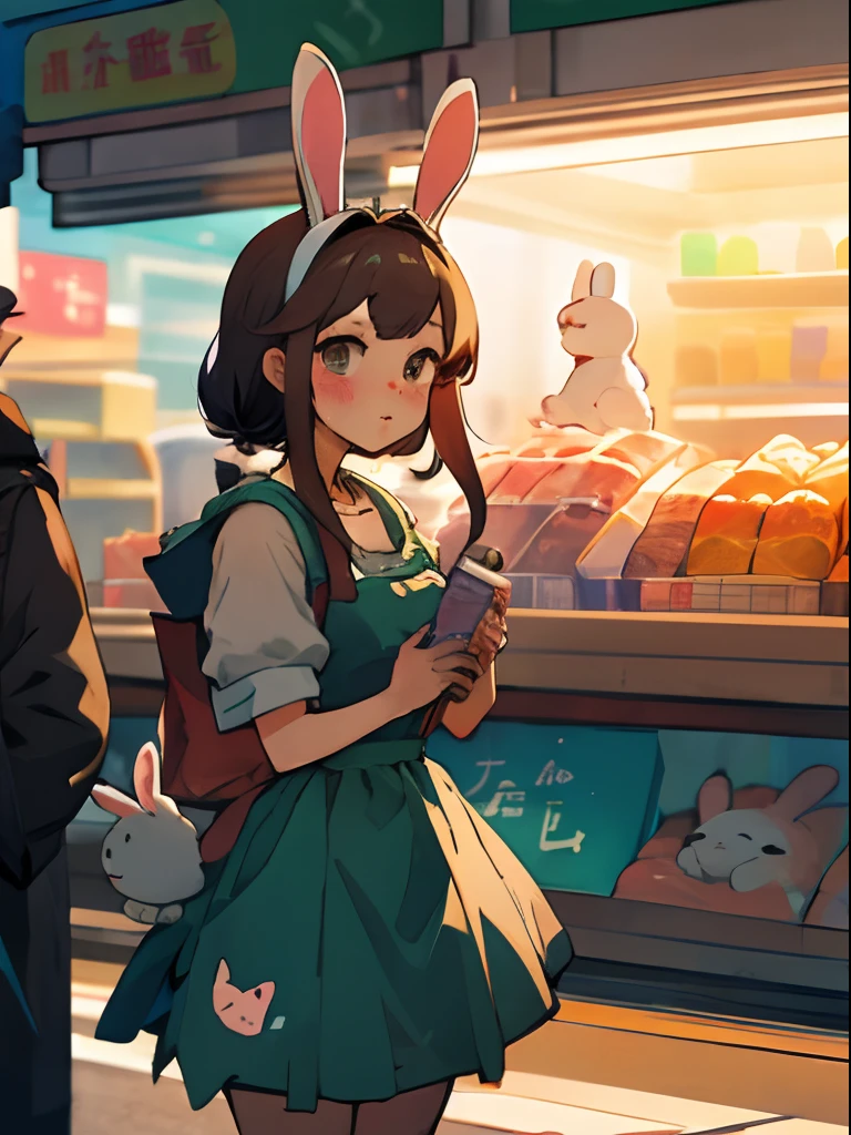 a bunny girl in a convenience store