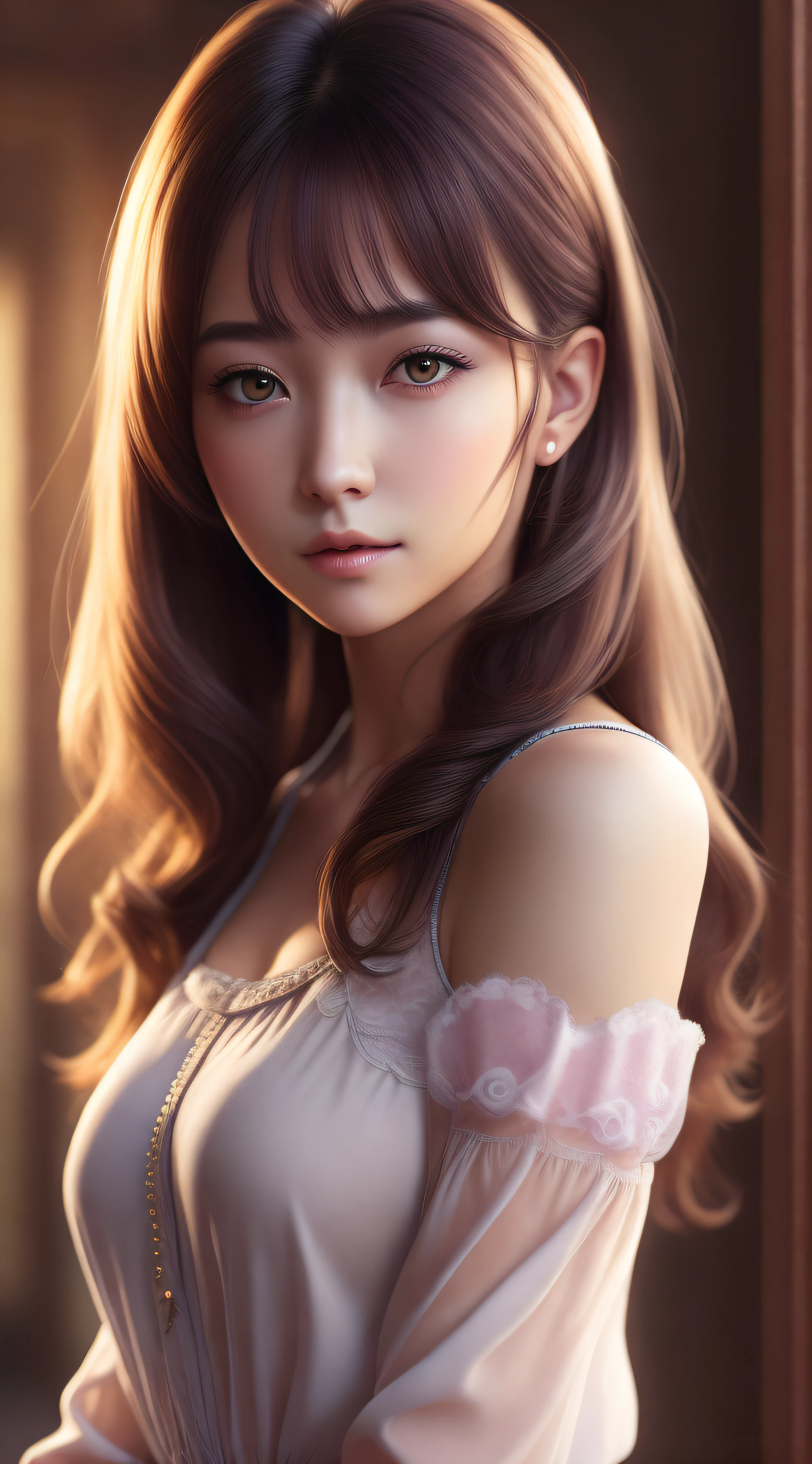 Best quality,masterpiece,ultra high res,(photorealistic:1.4),anime girl,shoulder,charming,Looking at the camera