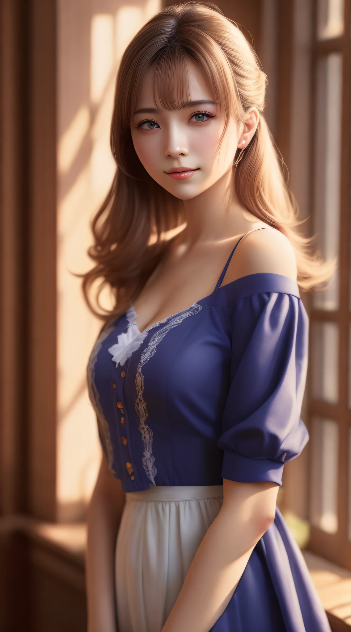 Best quality,masterpiece,ultra high res,(photorealistic:1.4),anime girl,shoulder,charming,Looking at the camera