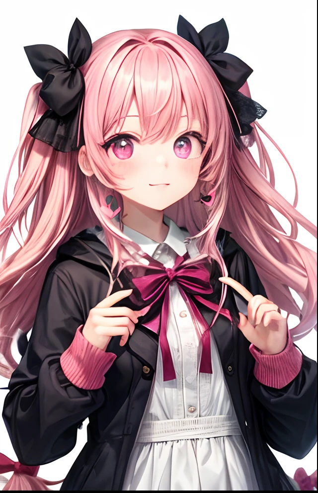 girl with、No background、without background、Background through、Twin-tailed、Two knots、Eyes are hearts、Pink eyes、Pink eyes、heart、bow ribbon、kawaii、