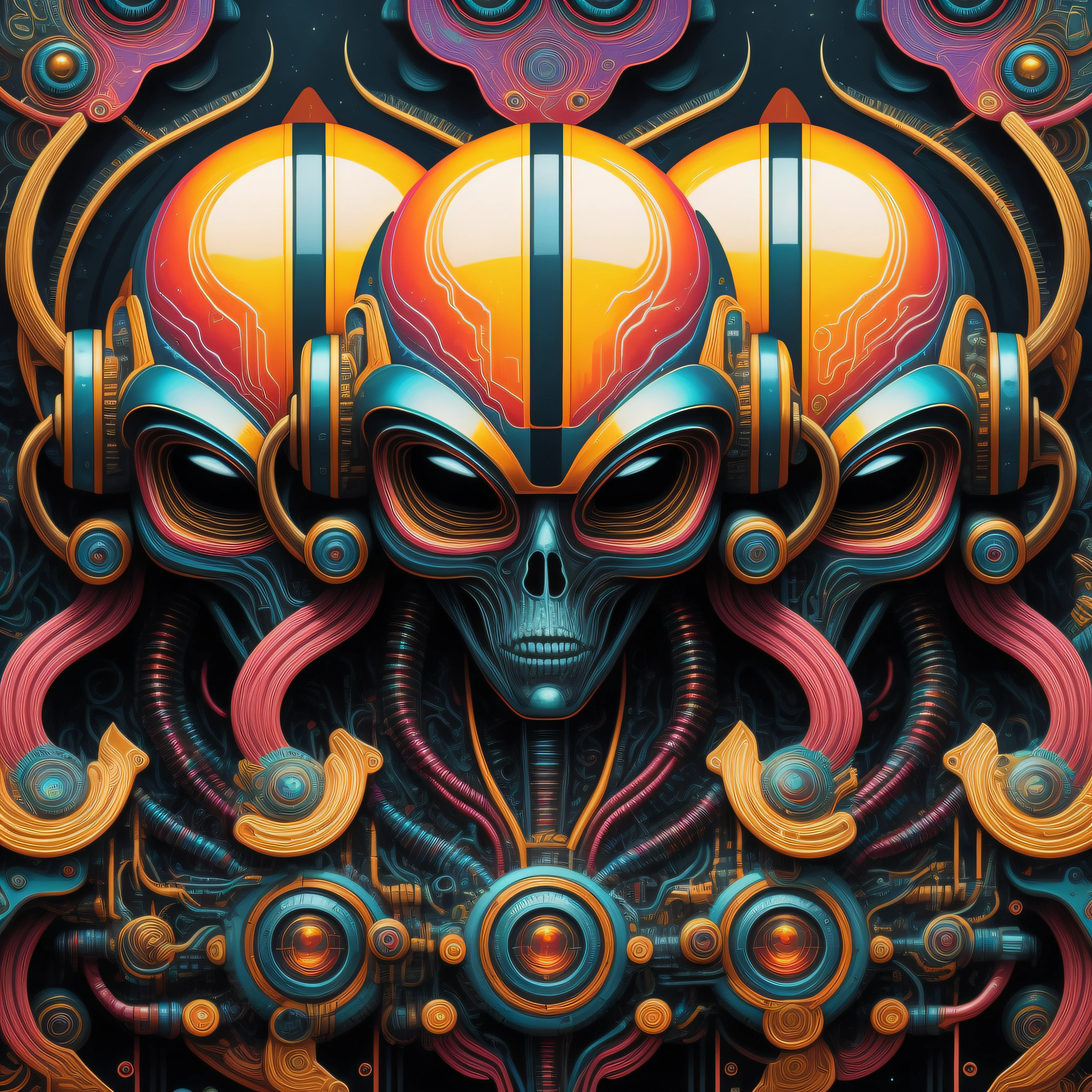 triadic colors, best quality, alien, glittering, perfect anatomy, by Craola, Dan Mumford, alex grey, 2d, flat, cute, adorable, vintage, art on a cracked paper, fairytale, storybook detailed illustration, cinematic, ultra highly detailed, tiny details, beautiful details, mystical, luminism, vibrant colors, complex background, neon ambiance, abstract black oil, gear mecha, detailed acrylic, grunge, intricate complexity, rendered in unreal engine, photorealistic<lora:xl_more_art-full_v1:0.5>