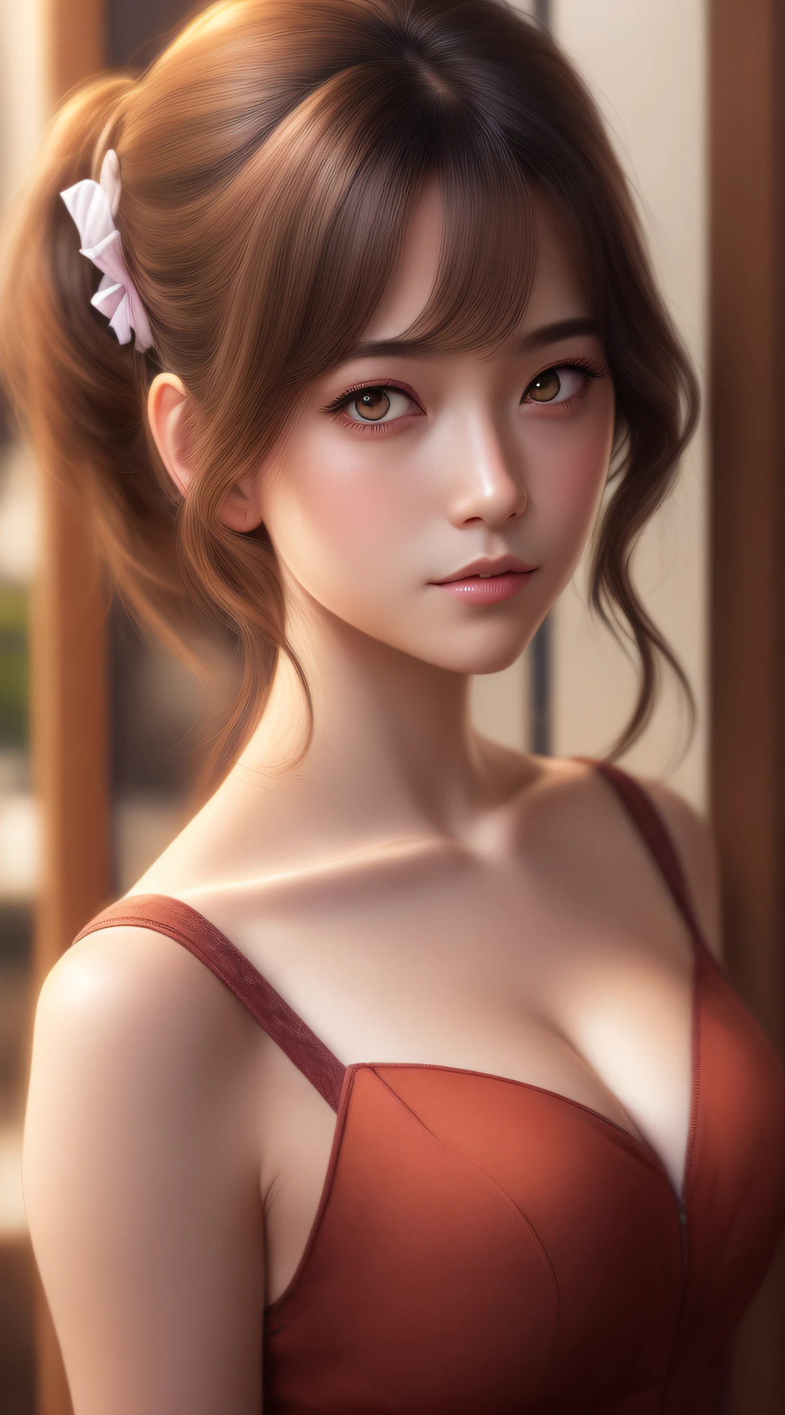Best quality,masterpiece,ultra high res,(photorealistic:1.4),anime girl,shoulder,charming,Looking at the camera