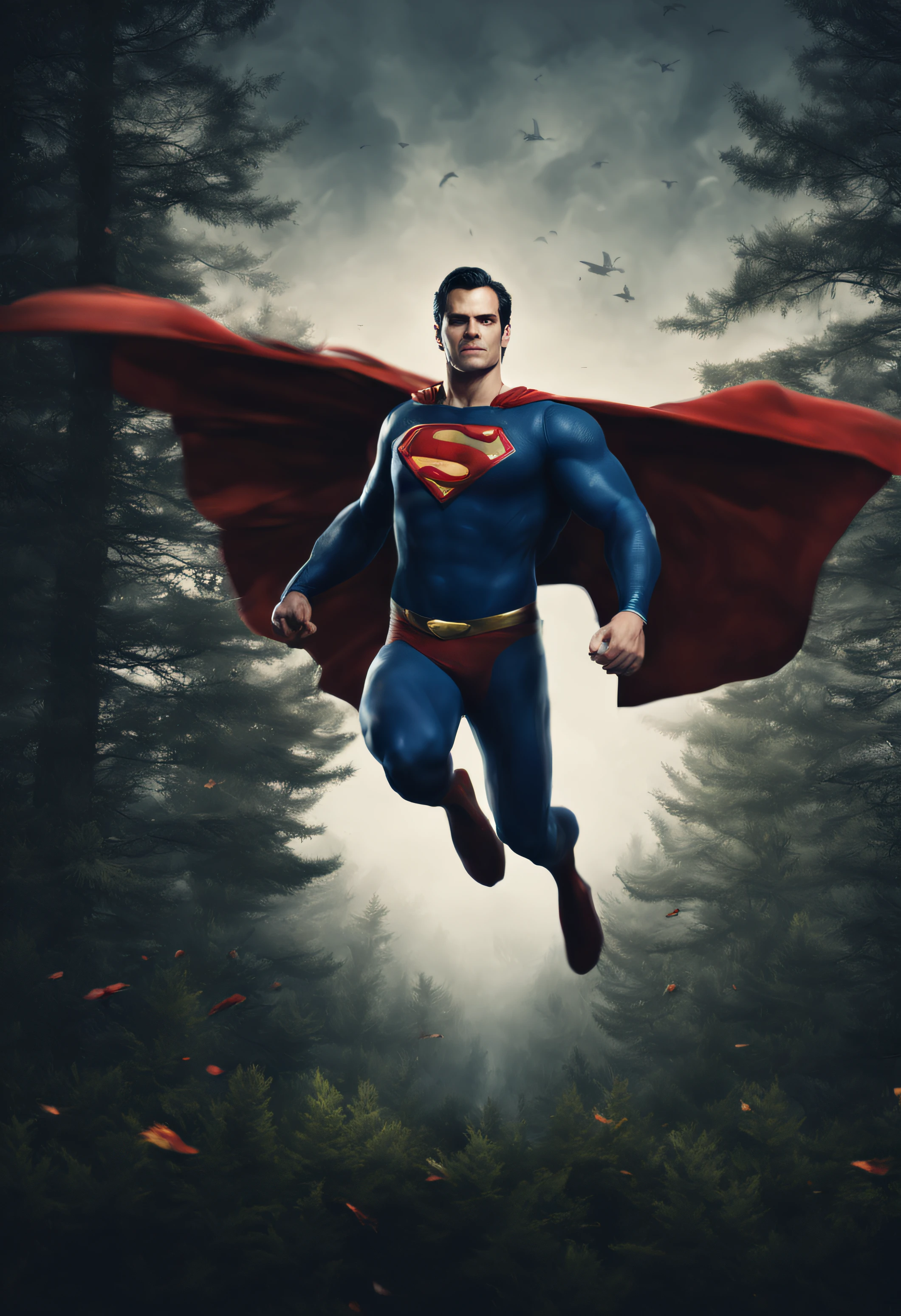 cinematic film still movie poster of  henry cavill man  flying in a dark forest , dressed as superman . shallow depth of field, vignette, highly detailed, high budget, bokeh, cinemascope, moody, epic, gorgeous, film grain, grainy
Negative prompt: anime, cartoon, graphic, text, painting, crayon, graphite, abstract, glitch, deformed, mutated, ugly, disfigured
Steps: 25, Size: 768x1024, Seed: 3890093045, Model: sd_xl_base_1.0, Version: v1.5.1, Sampler: DPM++ 2M Karras, CFG scale: 6, Model hash: 31e35c80fc, ADetailer model: face_yolov8n.pt, ADetailer version: 23.7.11, ADetailer mask blur: 4, ADetailer confidence: 0.3, Style Selector Style: Cinematic, ADetailer dilate/erode: 4, Style Selector Enabled: True, Style Selector Randomize: False, ADetailer inpaint padding: 32, "Henry_Cornswet-Henry_Cavill: a4cfebc7ab58", ADetailer denoising strength: 0.4, ADetailer inpaint only masked: True