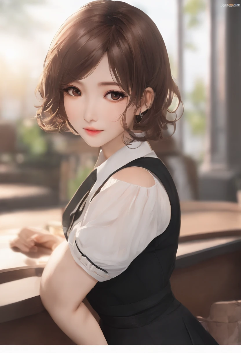 Mapile、Best Quality、Illustration、ultra-detailliert、Detail Details、hight resolution、Wall Stetti in 8K、Perfect dynamic composition、Beautiful detailed eyes、Office Lady Suit、Shorthair、small tits、Natural Color Lip、Bold black sexy pose、Smiling smile、Shinjuku、20 years girl、Cute、Sexy shot looking at camera、Tight miniskirts of、Black miniskirt、barechested