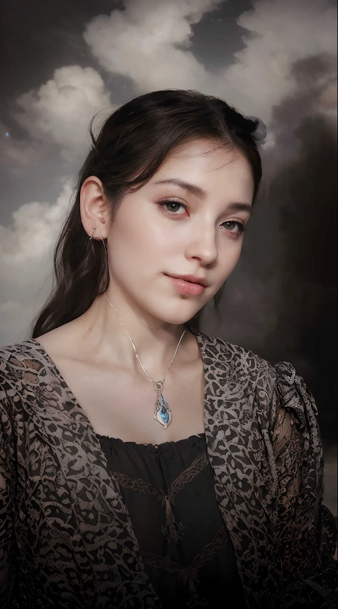 ((best quality)), ((masterpiece)), (detailed), alluring succubus, ethereal beauty, perched on a cloud, (fantasy illustration:1.3), enchanting gaze, captivating pose, delicate wings, otherworldly charm, mystical sky, (Luis Royo:1.2), (Yoshitaka Amano:1.1), moonlit night, soft colors, (detailed cloudscape:1.3), (high-resolution:1.2)