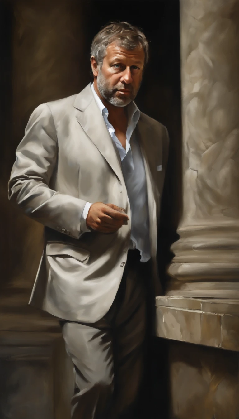 painting of a man in a robe standing in a doorway, clad in robes, in robes, dressed in a robe, strong and imposing, male art, fully clothed. painting of sexy, muscular male, tall and muscular, covered in robes, super buff and cool, shirtless :: high detail, tom finland, disrobed, large muscles, gigachad muscular