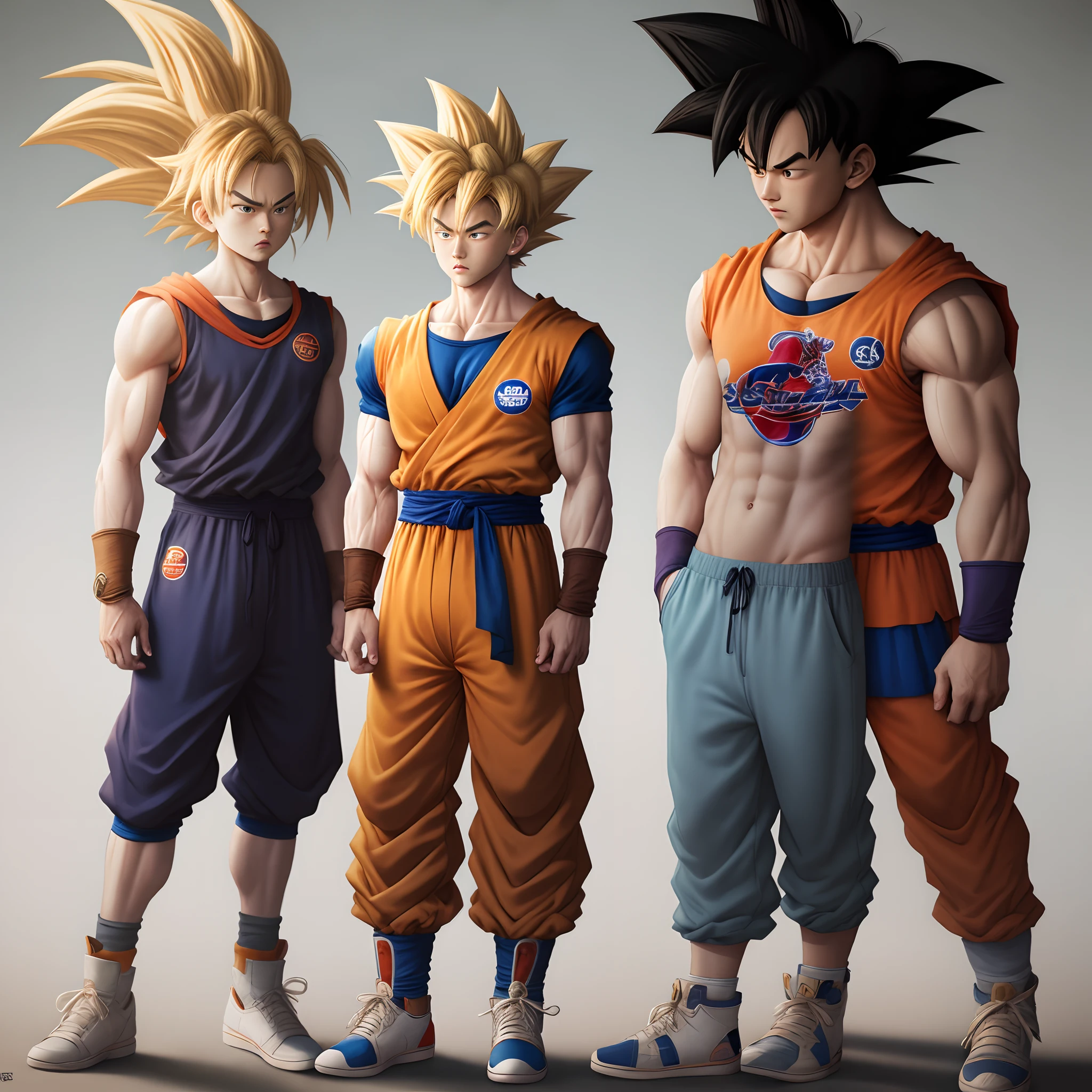 Goku wearing branded clothes feeling sad