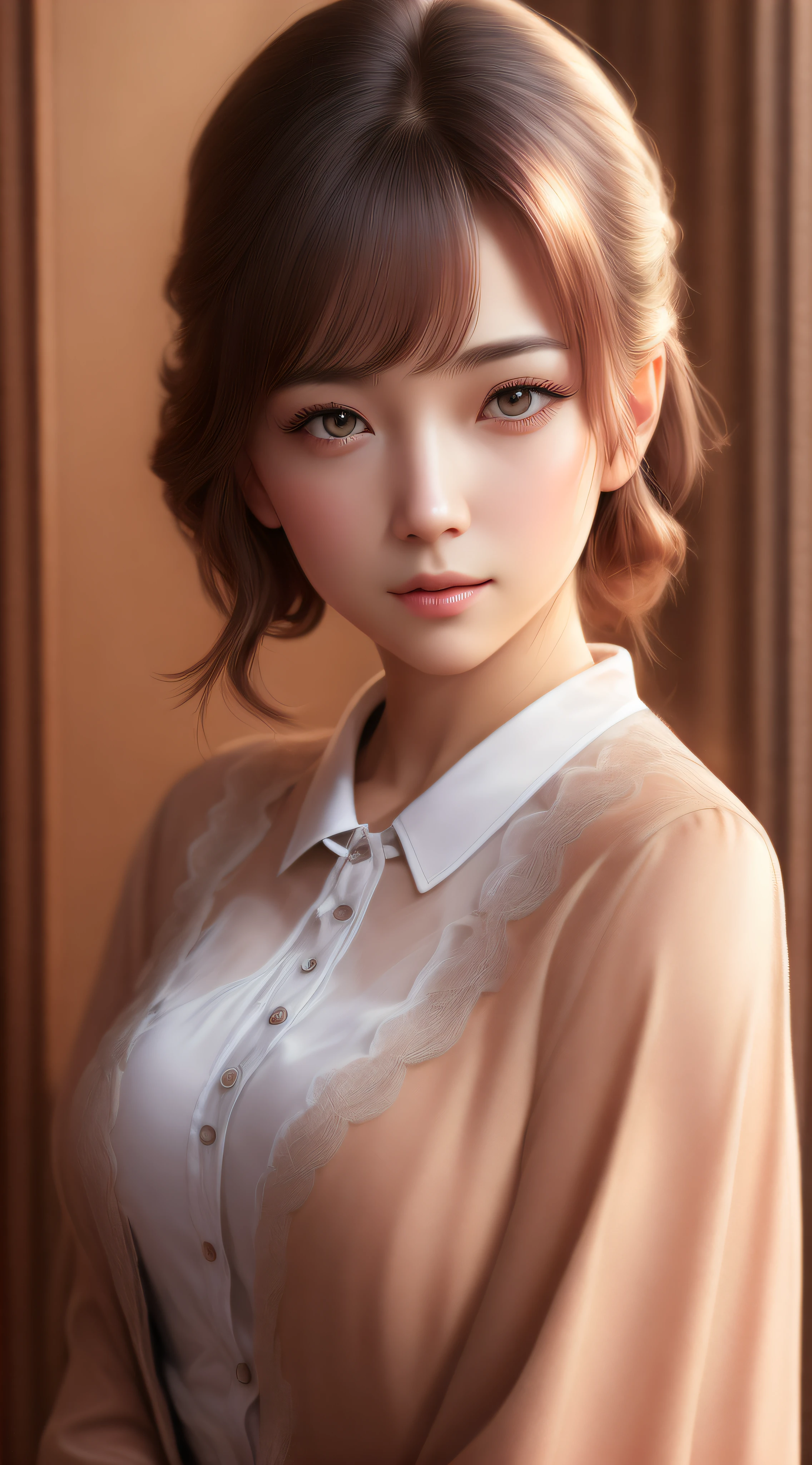 Best quality,masterpiece,ultra high res,(photorealistic:1.4),anime girl,shoulder,charming,Looking at the camera