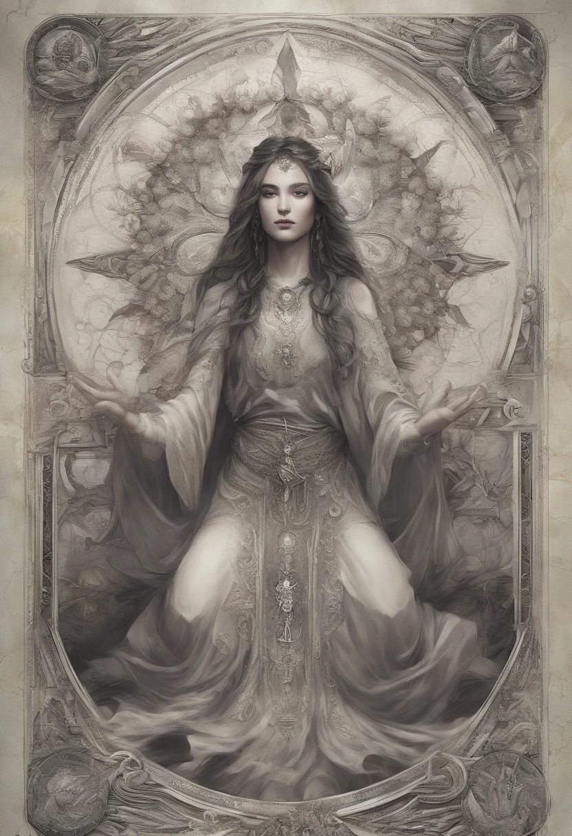(masterpiece), (best quality:1.4), absurdres, [:intricate details:0.2], 1girl, Flowing robes, intricate magical circles, glowing runes, shimmering aura, intense focus, arcane incantations, crackling energy, levitating artifacts, ethereal staff, flickering candles, swirling mist, sparkling motes, mystical crystals, glowing sigils, intricate hand movements, otherworldly chanting, mysterious symbols, powerful invocation, transcendent awareness,