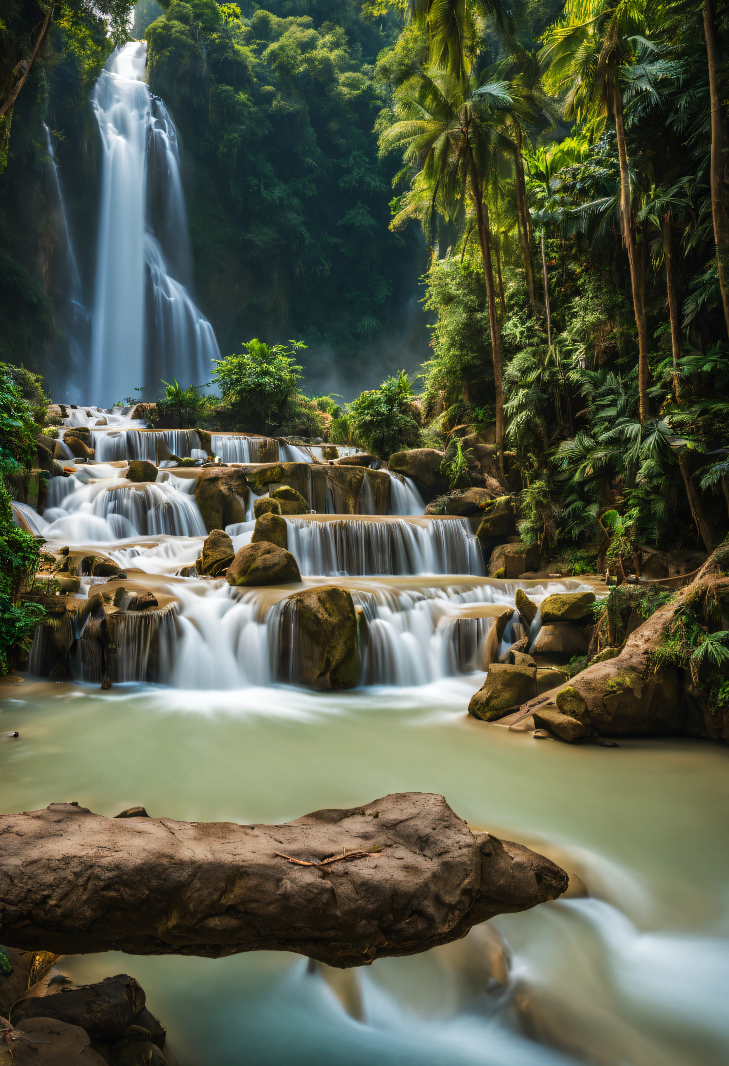 photo beautiful shot of the kuang si falls in ban, laos