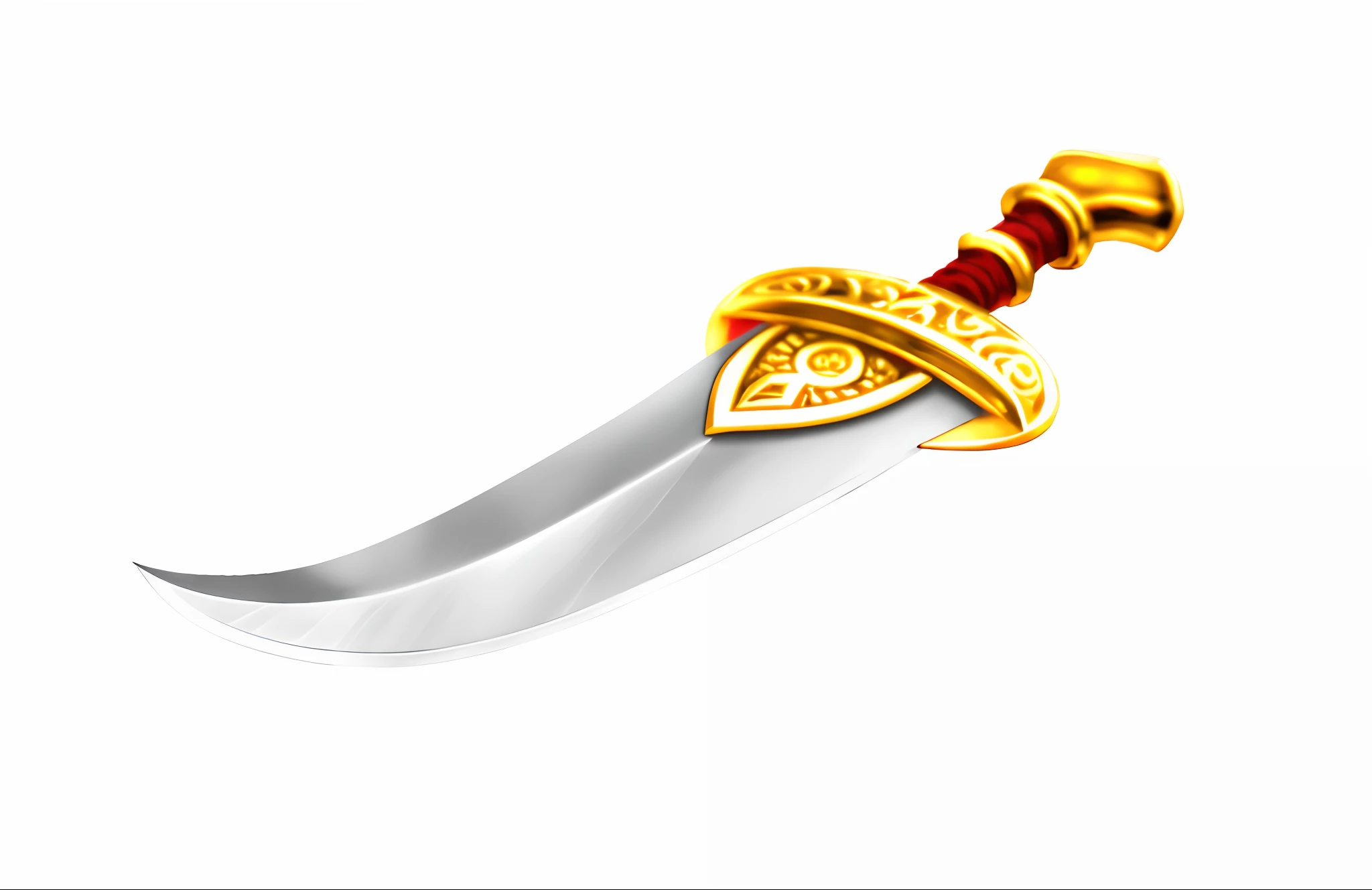 Close-up of a dagger with a gold and red handle, colorful hilt, arabian sword, sword design, fantasy sword of warrior, gold sword, Golden sword, shinning sword, daggers, ultraclear