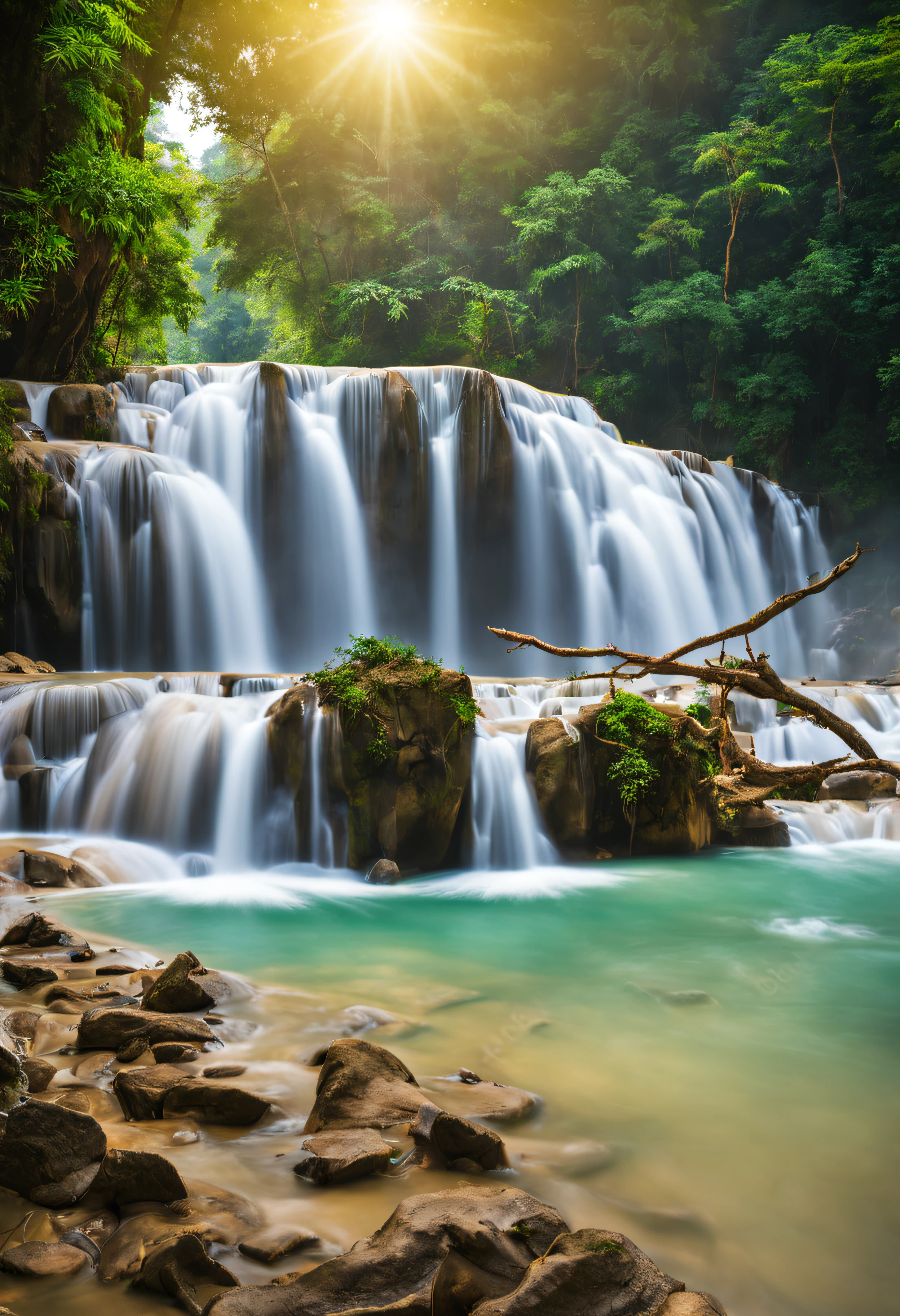 photo beautiful shot of the kuang si falls in ban, laos