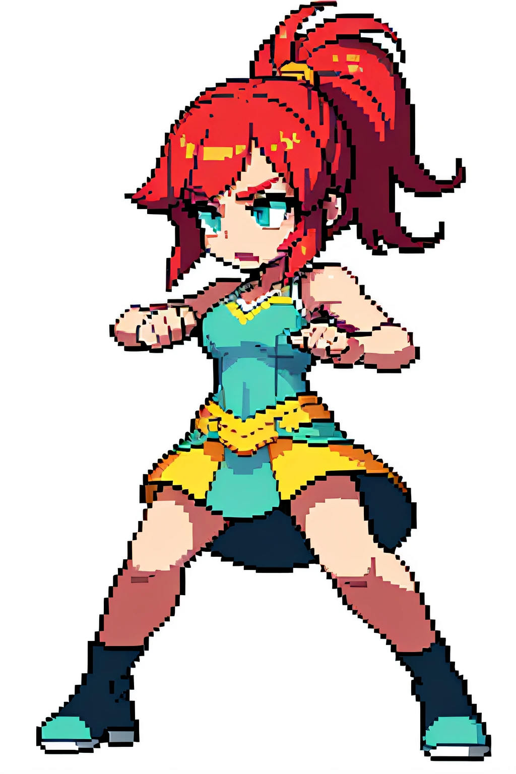 (masterpiece, top quality, best quality, less detail, 8-bit color, soft color), pixel,pixel art,1girl,fullbody,ready to fight,attack pose, smack studio, separate body for edit,easy for editing