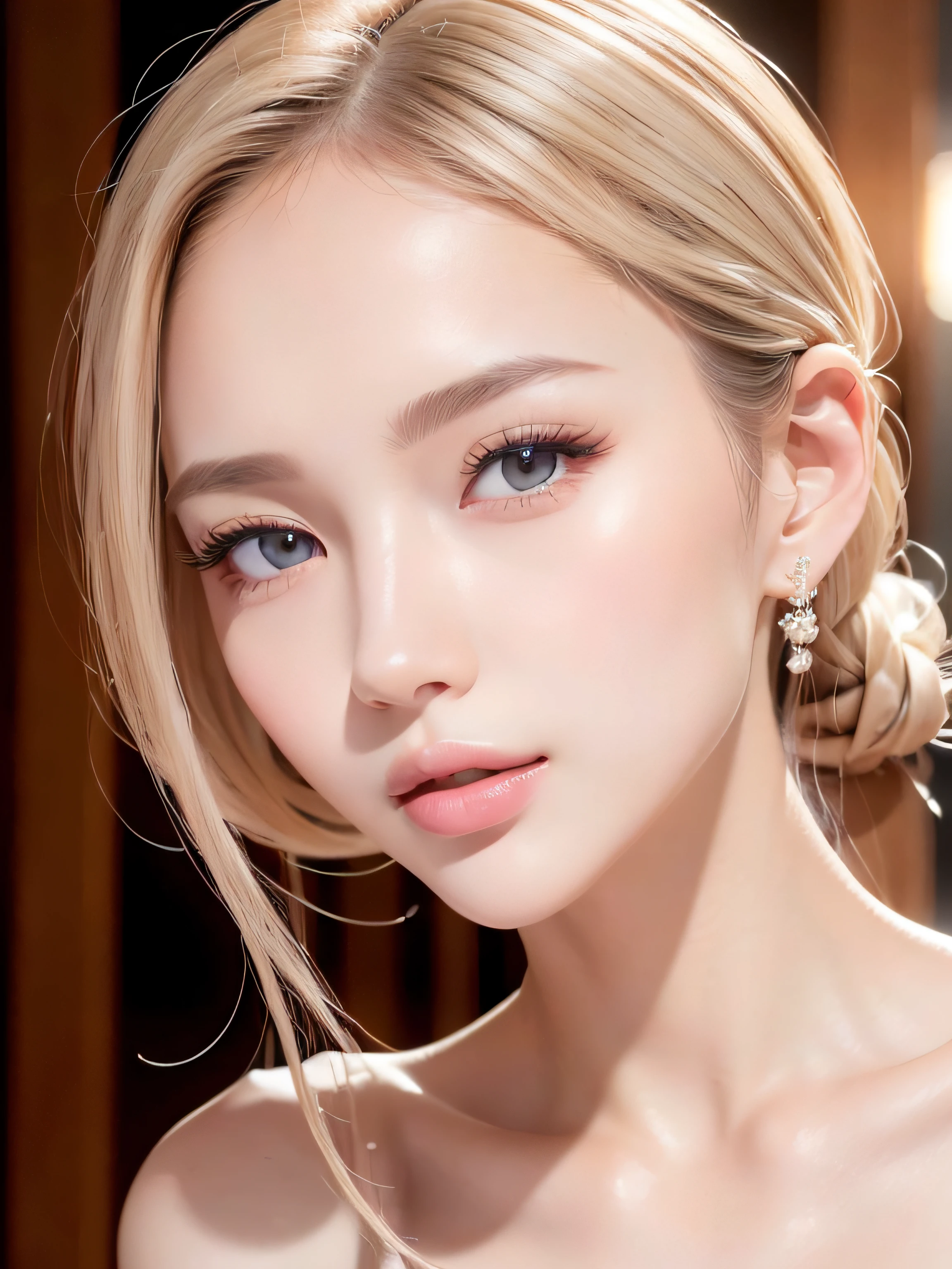 of the highest quality, White skin, Real Human Skin, (Detailed), oval-face, Pore, Ultra high definition, (8K, Raw photography, Photorealistic: 1.4), One girl, slim, (Gentle and Goddess-like Eyes) Happiness: 1.2), (Lip gloss, Eyelashes, Gloss Face, Best Quality, Ultra high definition, Wide Lighting, Natural Shading)