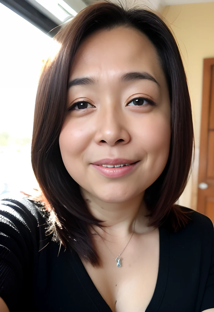 ((top-quality、8K、​masterpiece:1.3))、Photorealsitic, foco nítido, high-level image quality, hight resolution, ((Portrait, Solo、japanes, 40 years、 bbw:1.3)), Wrinkles at the corners of the eyes, Colossal tits、Messy bedroom、teats、Bare legged、She's standing、She's naked、bbw、A sexy、Full body photo、Show me your lower body too