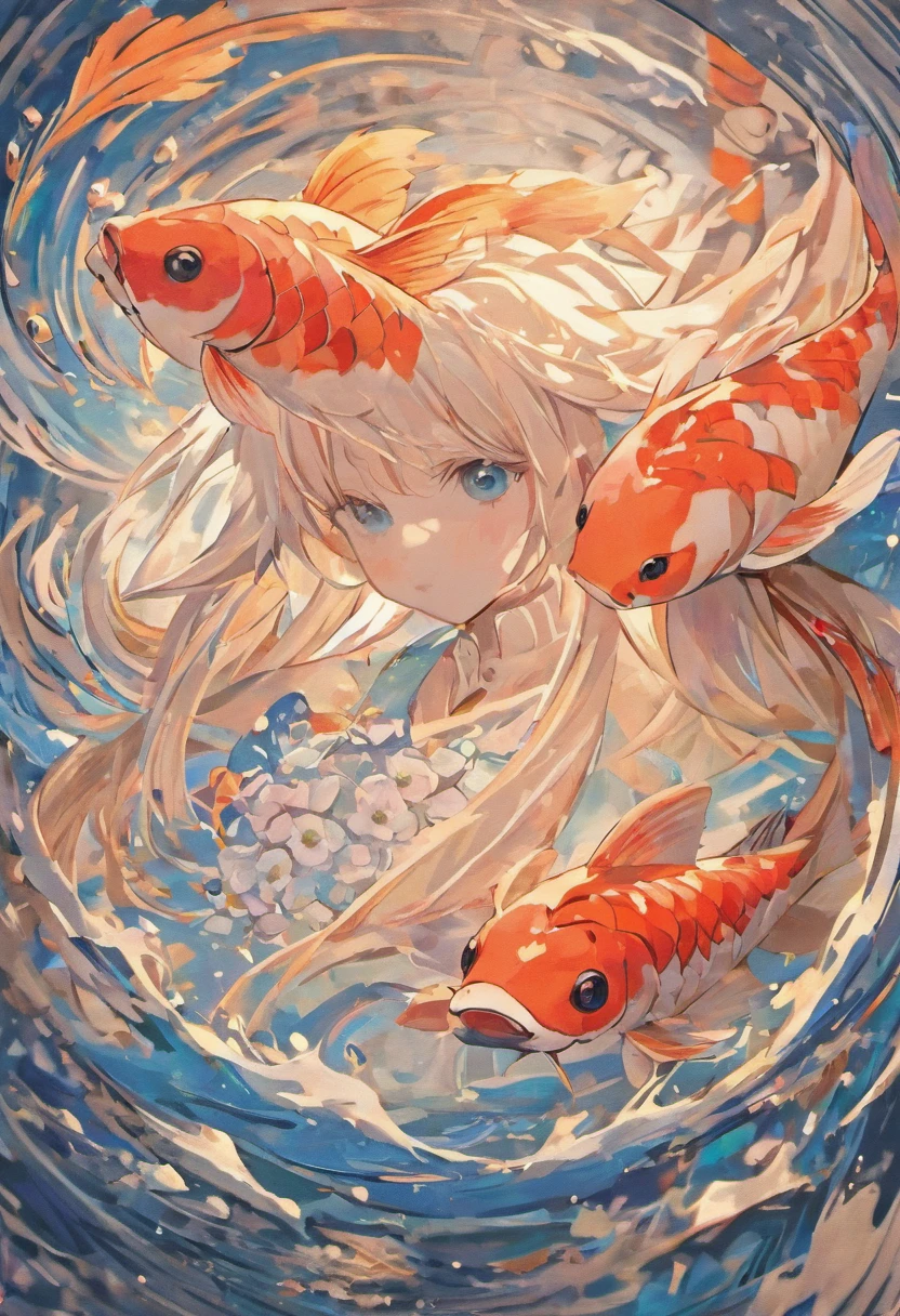 (White background:1.4),(Hand drawn koi,Line-based),(Chinese illustration:1.3,paper art:1.3,Quilted paper art:1.2),(Reasonable design,Clear lines,High clarity,The best quality,The is very detailed,tmasterpiece,movie light effect,4K)(Silhouette of a koi,Colorful koi),White background,(paper art, Quilted paper art:1.2, geomerty:1.1, zentangle,a 3D render), (Extremely colorful, Best quality, high detal, Masterpiece, Cinematic lighting, 4K)