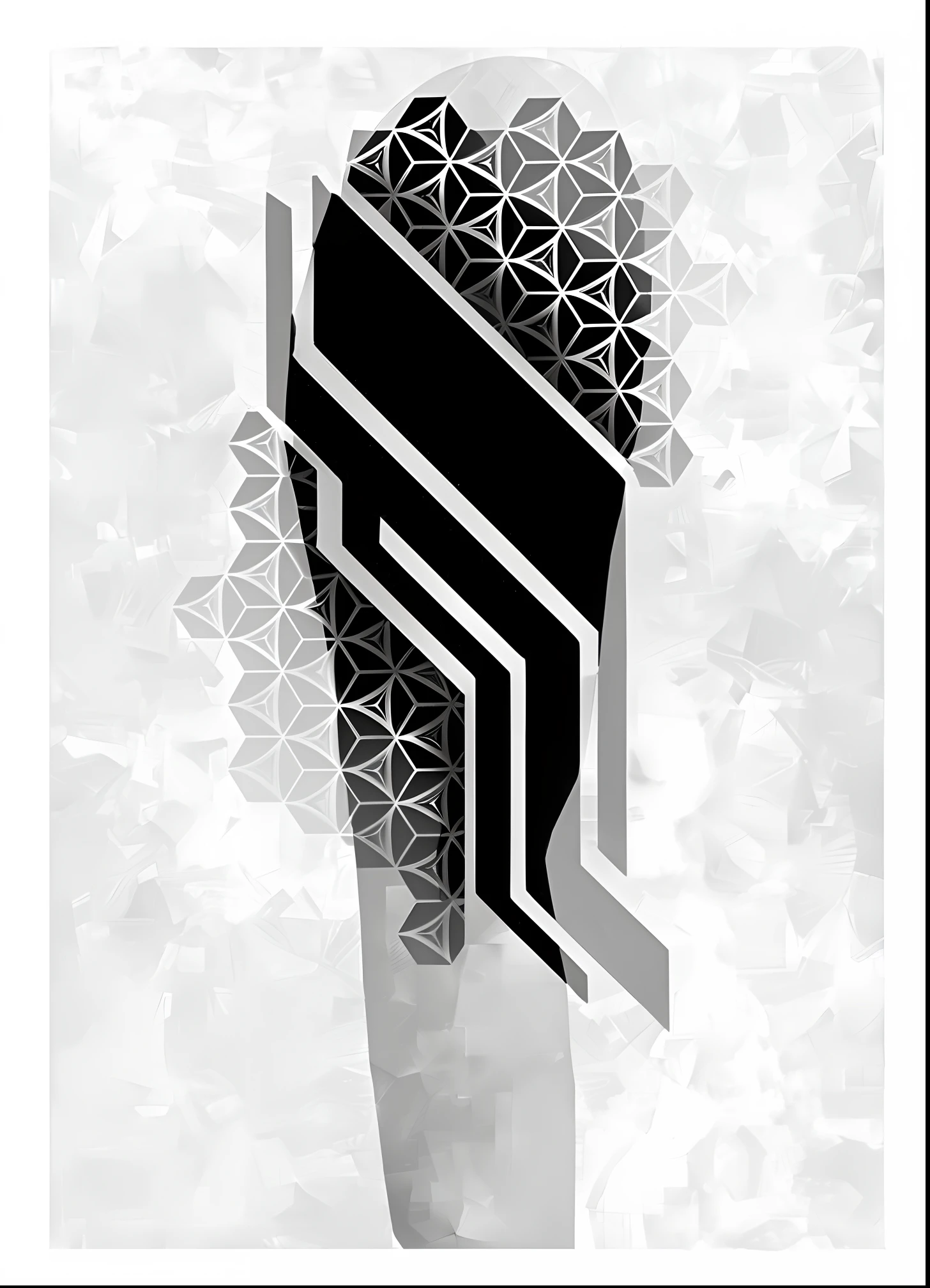 a black and white photo of a person with geometric shapes, abstract geometry, geometric abstract beauty, geometric design, artstation geometric, geometric abstract, geometry, geometric art, graphic shapes, geometric forms, inspired by Lubin Baugin, intricate geometry, geometric art deco, abstract geometric art, inspired by Gao Cen, inspired by Mirko Rački, abstract detail