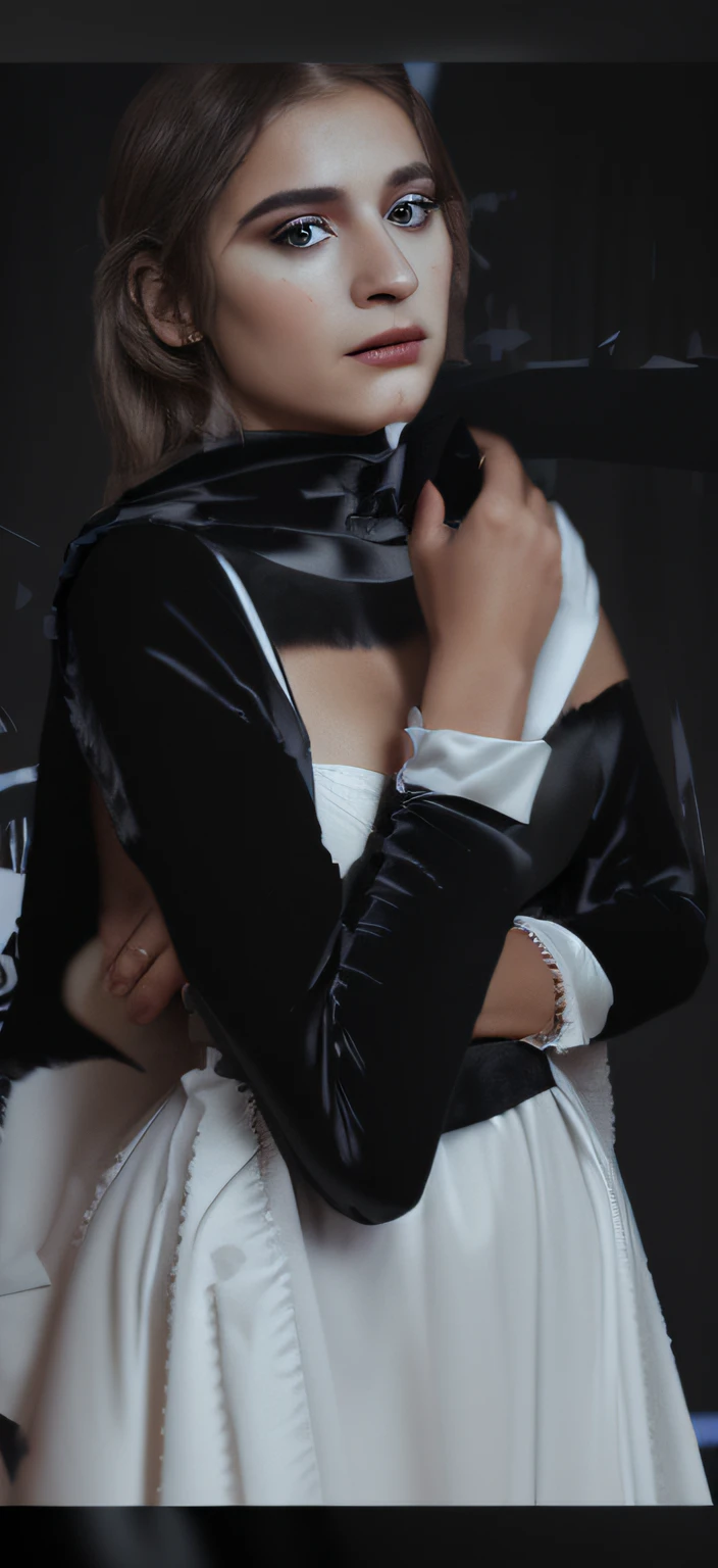 change background realistic face and dress change with gown and some black effect 8k ultra